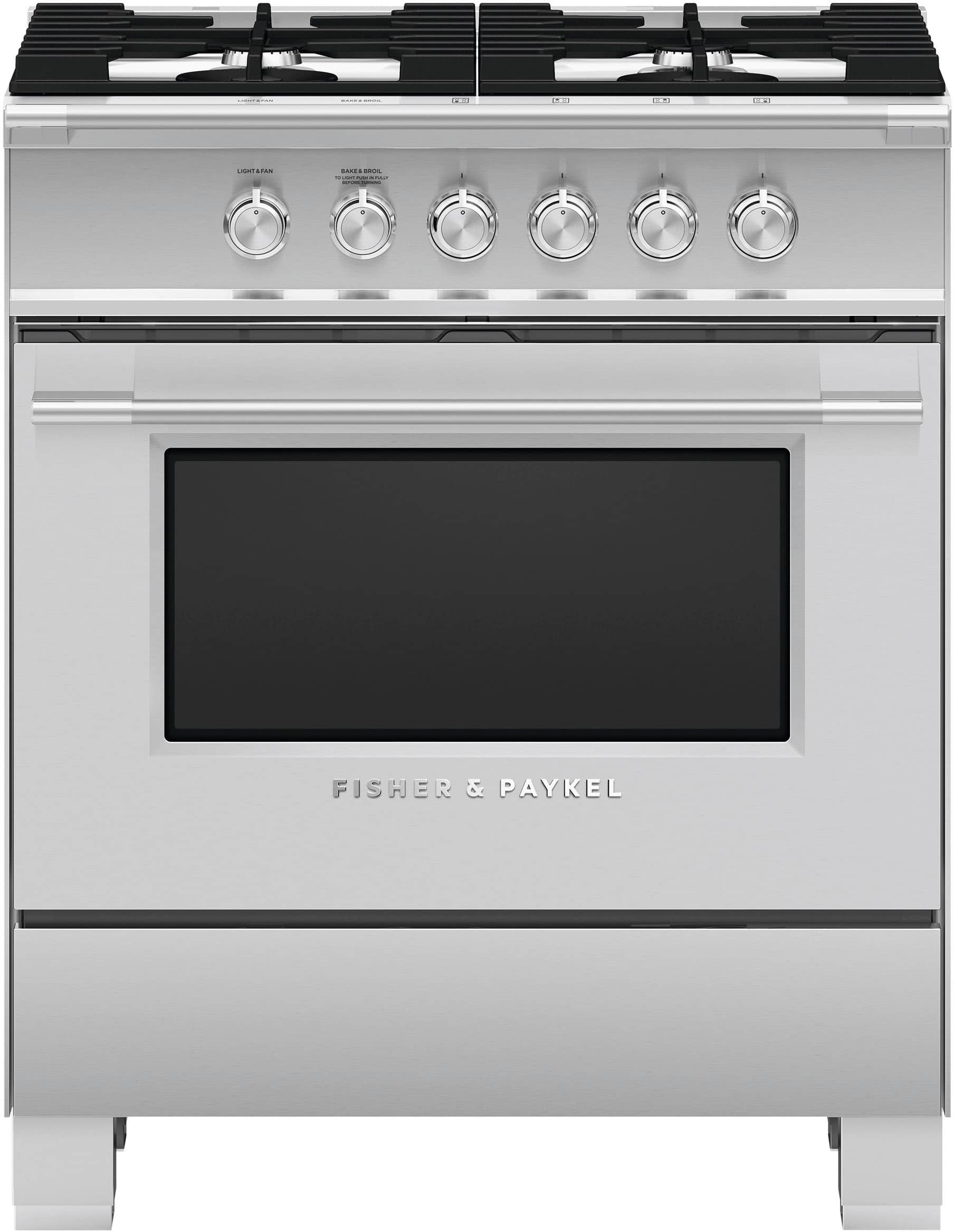 Fisher & Paykel - Classic Series 3.5 Cu. Ft. Freestanding Gas True Convection Range - Brushed Stainless Steel/Black Glass pr…