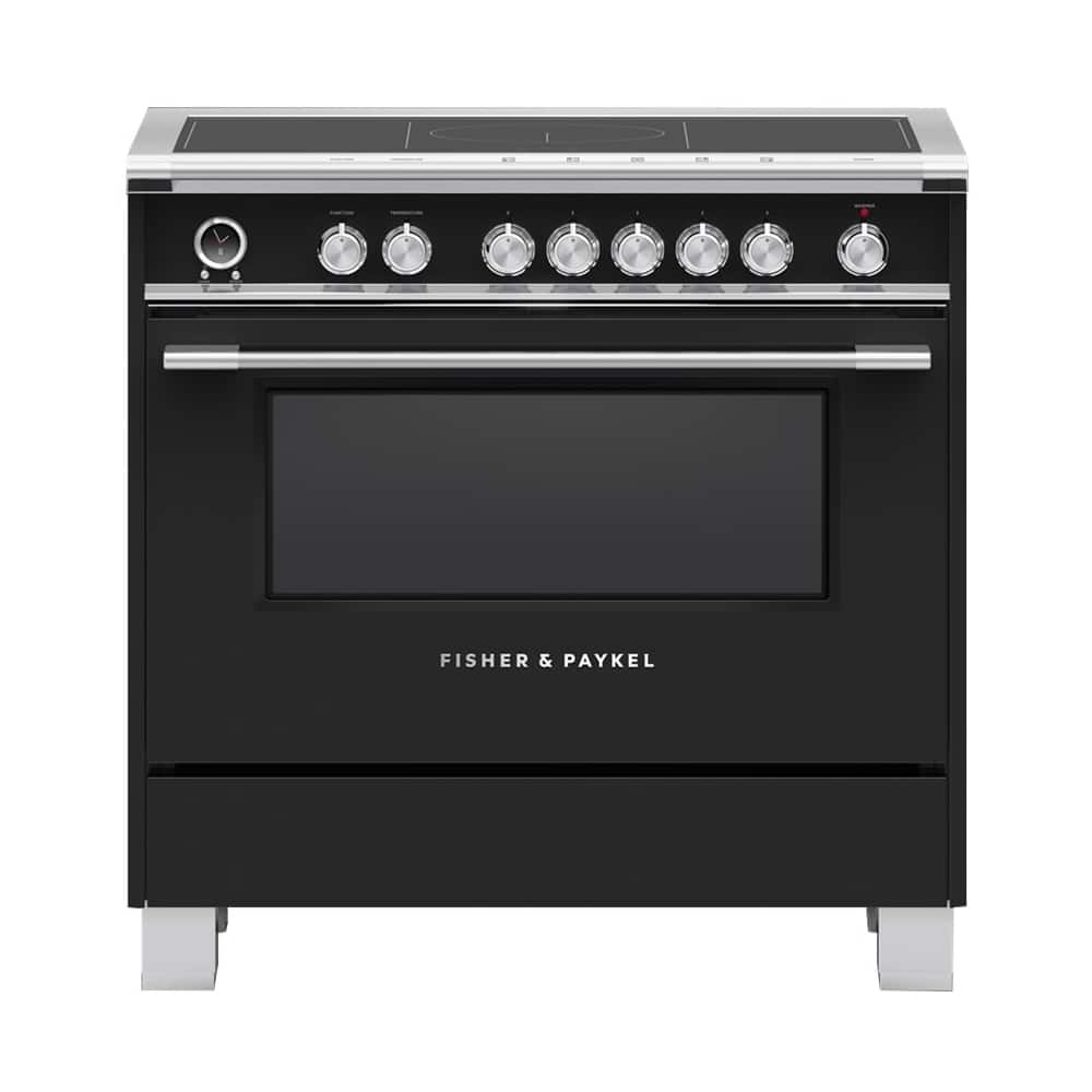 Fisher & Paykel - Classic Series 4.9 Cu. Ft. Freestanding Electric Induction Convection Range with Self-Cleaning - Black pro…