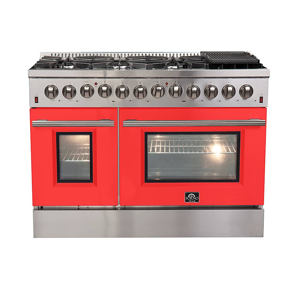 Forno Appliances - Galiano 6.58 Cu. Ft. Freestanding Dual Fuel Range with Convection Oven and Griddle - Black Door product i…