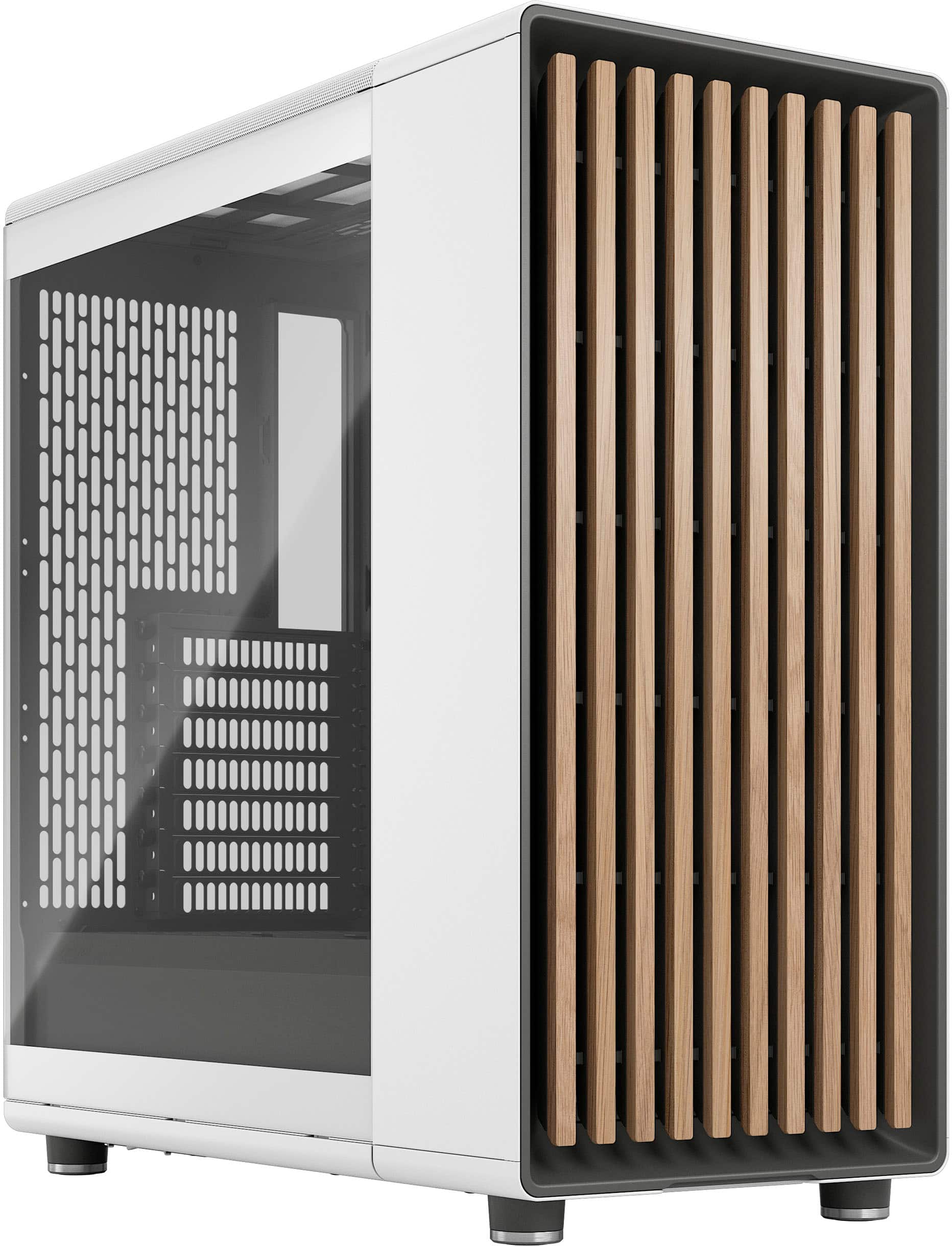 Fractal Design - North Chalk White with Oak Front and Clear TG Side Panel Mid-Tower PC Case - White product image