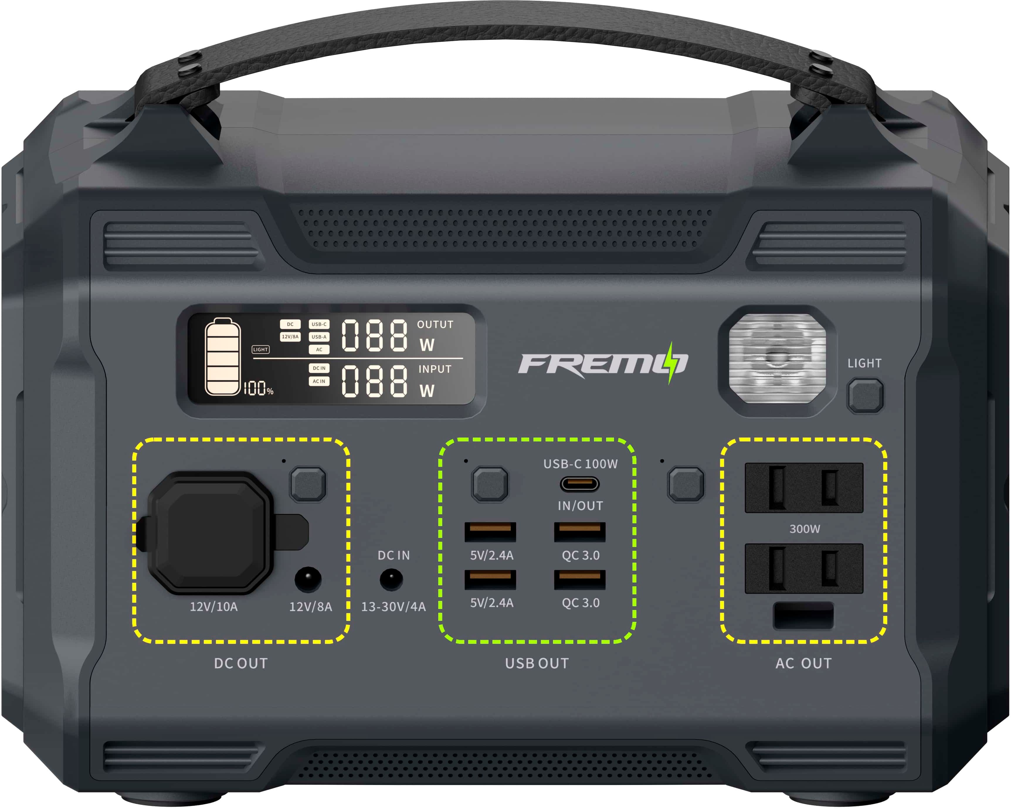 Fremo - X300 276 Watt Battery Powered Portable Generator (276 Wh Capacity) - Gray product image