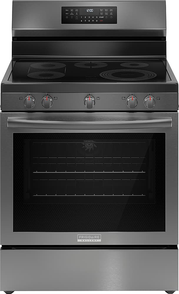 Frigidaire - Gallery 5.3 Cu. Ft. Freestanding Electric Total Convection Range with No Preheat and Air Fry - Black Stainless…