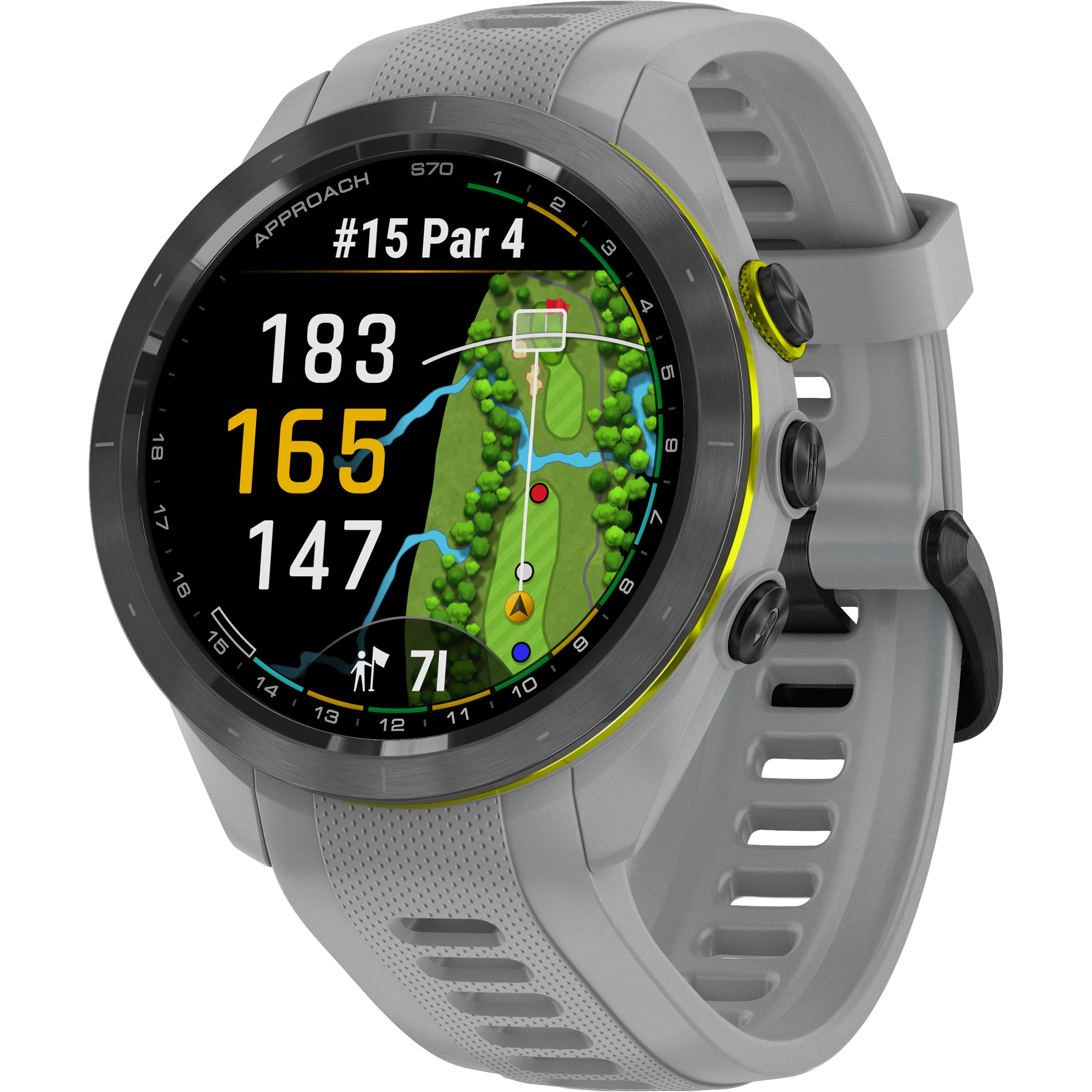 Garmin - Approach S70 GPS Smartwatch 42mm Ceramic - Black Ceramic Bezel with Powder Gray Silicone Band - (2023) product image