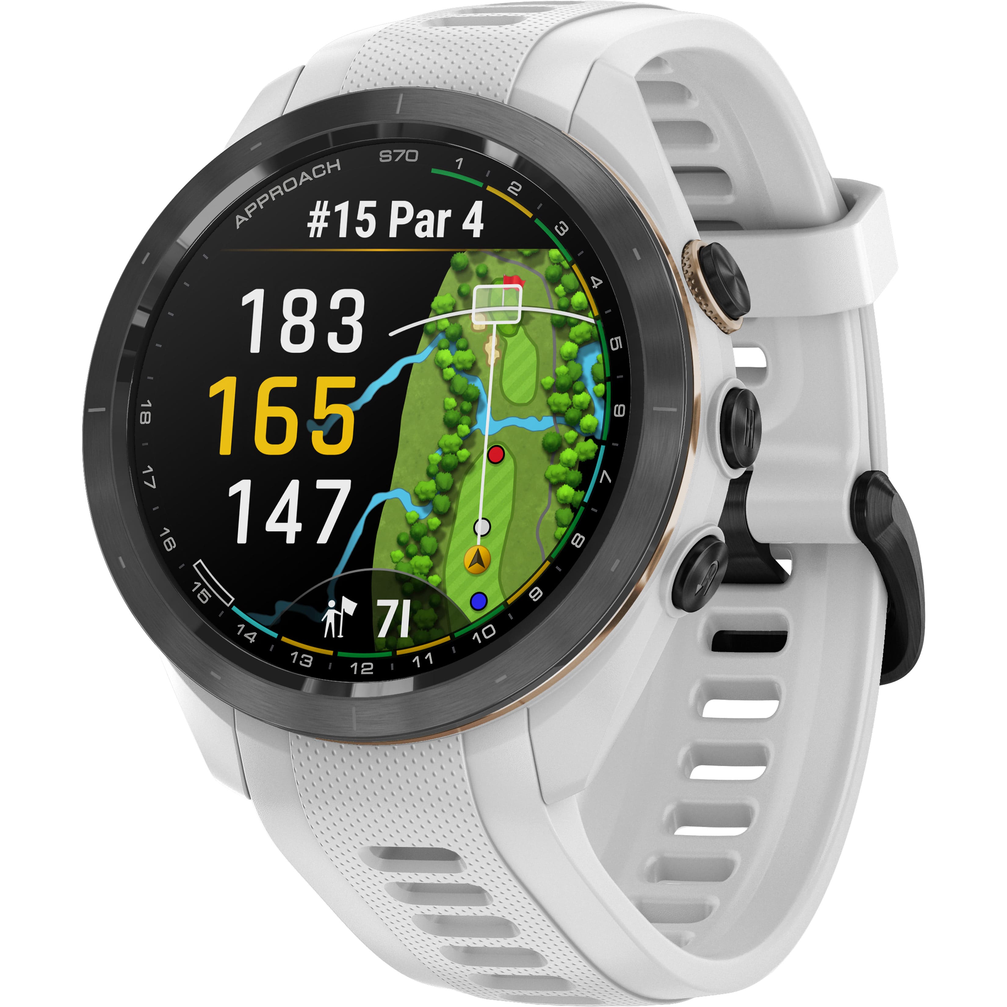 Garmin - Approach S70 GPS Smartwatch 42mm Ceramic - Black Ceramic Bezel with White Silicone Band - (2023) product image