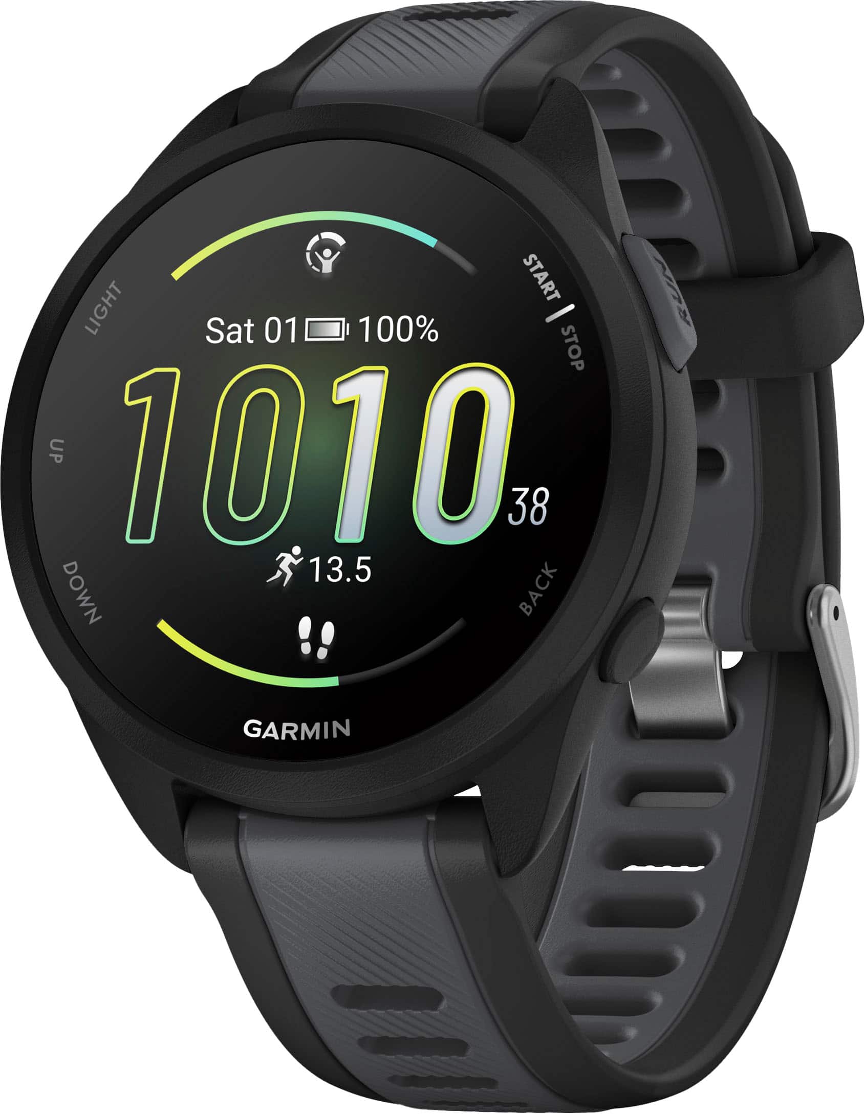 Garmin - Forerunner 165 GPS Smartwatch 43 mm Fiber-Reinforced Polymer - Black/Slate Gray - (2024) product image