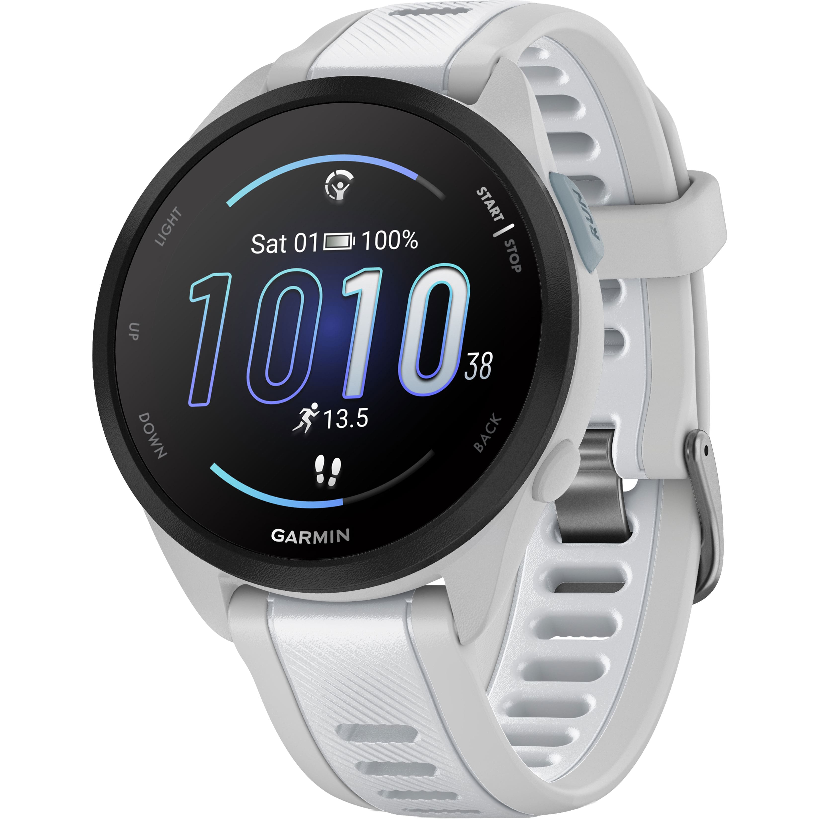 Garmin - Forerunner 165 Music GPS Smartwatch 43 mm Fiber-Reinforced Polymer - Gray/Whitestone - (2024) product image
