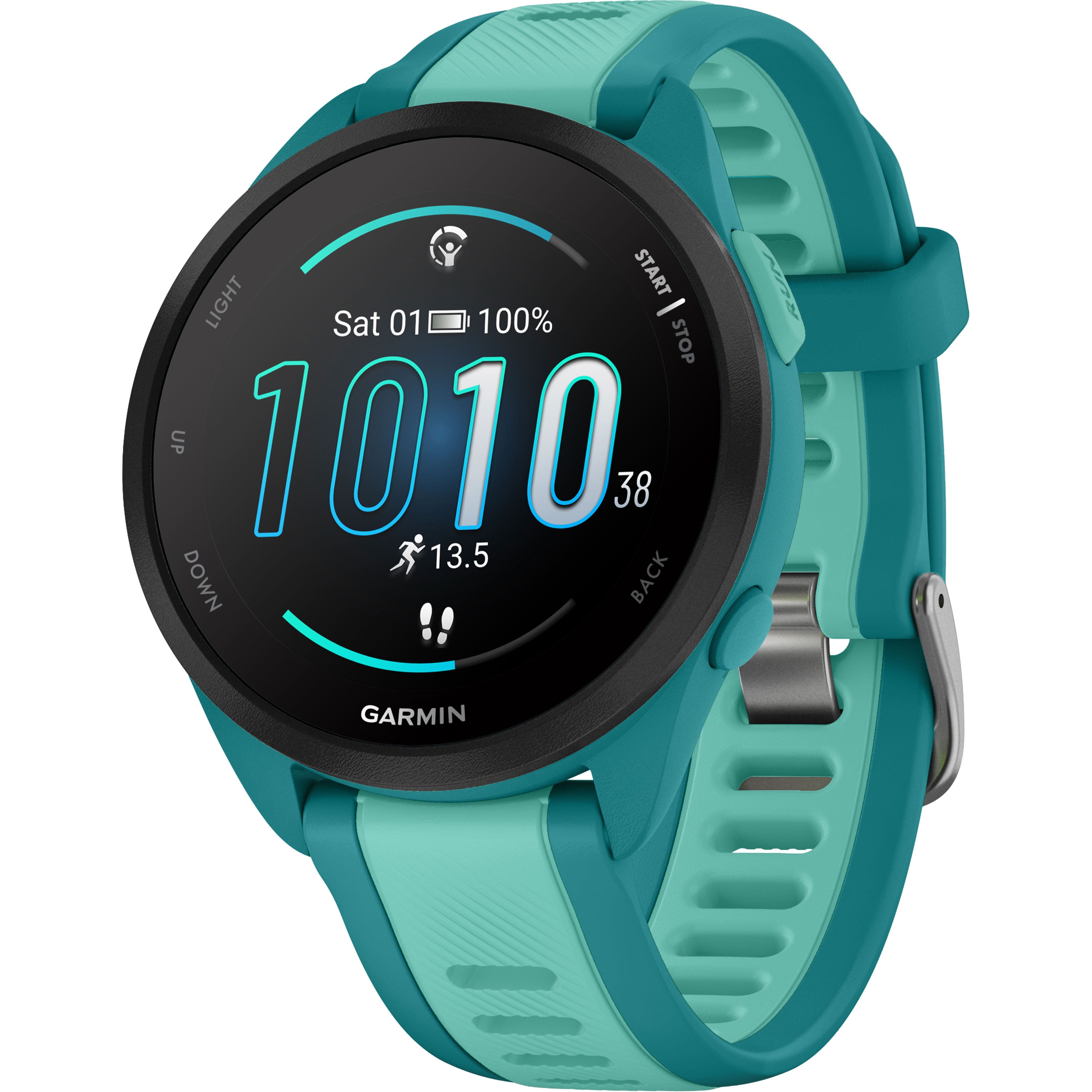Garmin - Forerunner 165 Music GPS Smartwatch 43 mm Fiber-Reinforced Polymer - Turquoise/Aqua - (2024) product image