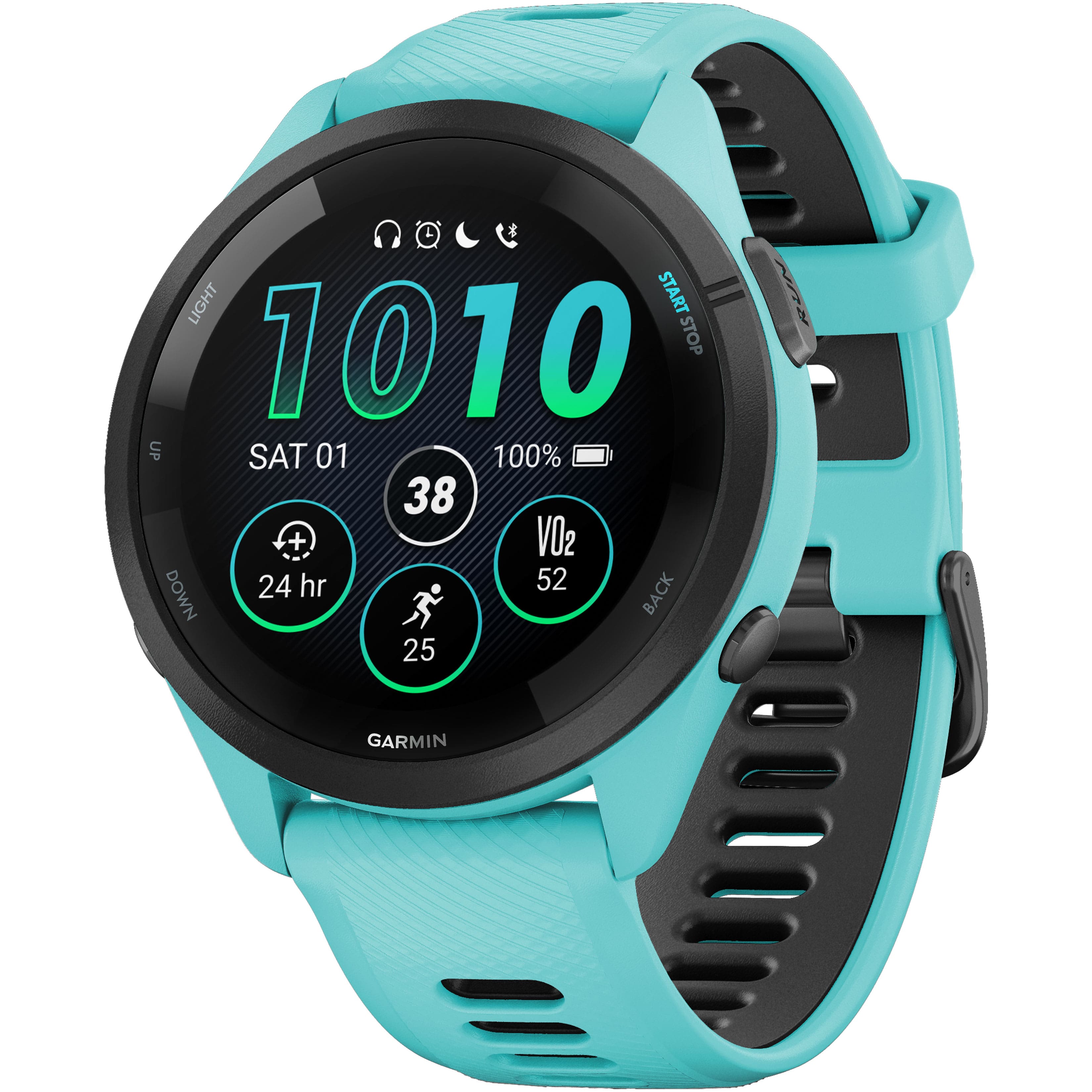 Garmin - Forerunner 265 GPS Smartwatch 46 mm Fiber-reinforced polymer - Black/Aqua - (2023) product image