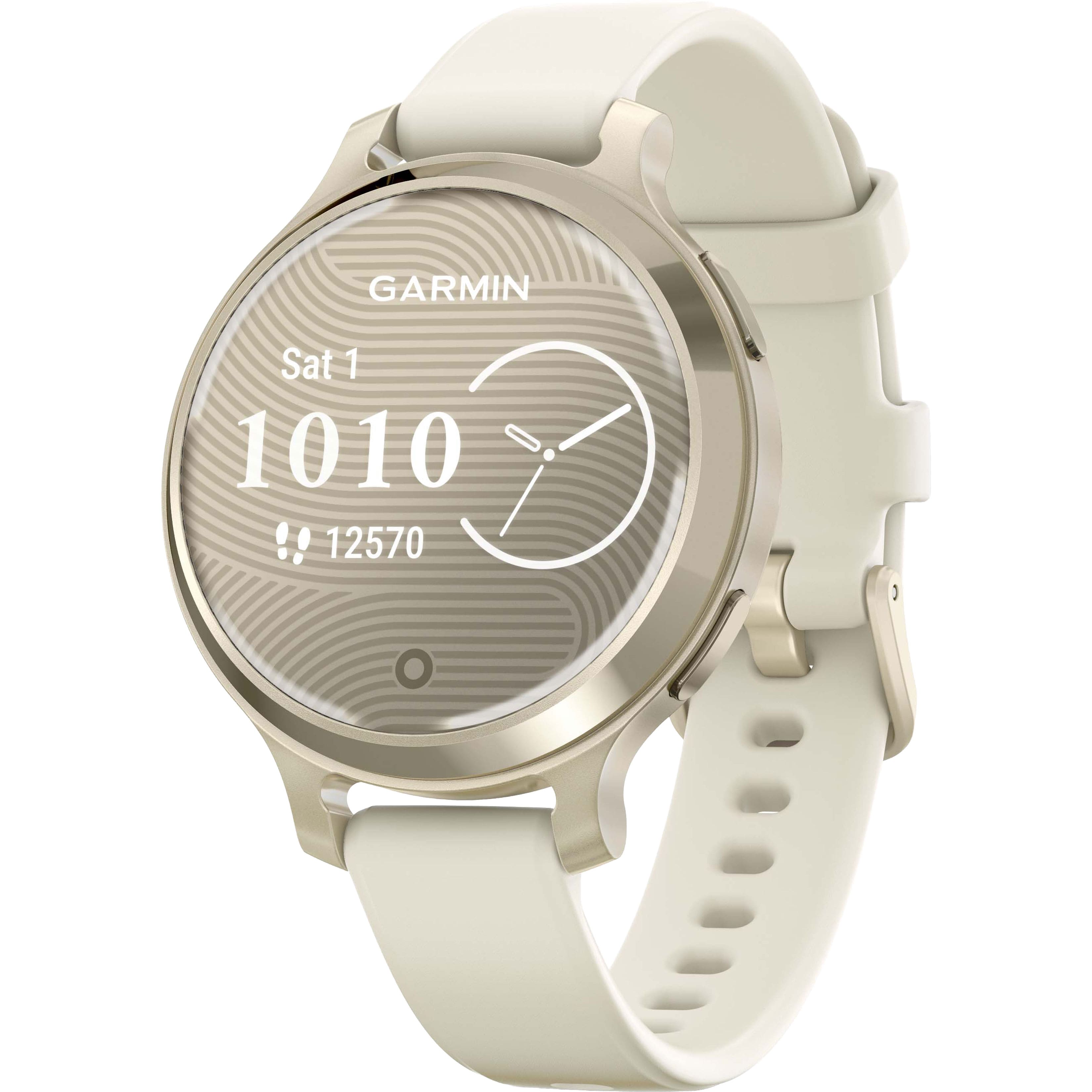 Garmin - Lily 2 Active GPS Smartwatch 33 mm Anodized Aluminum - Lunar Gold with Bone Silicone Band - (2024) product image