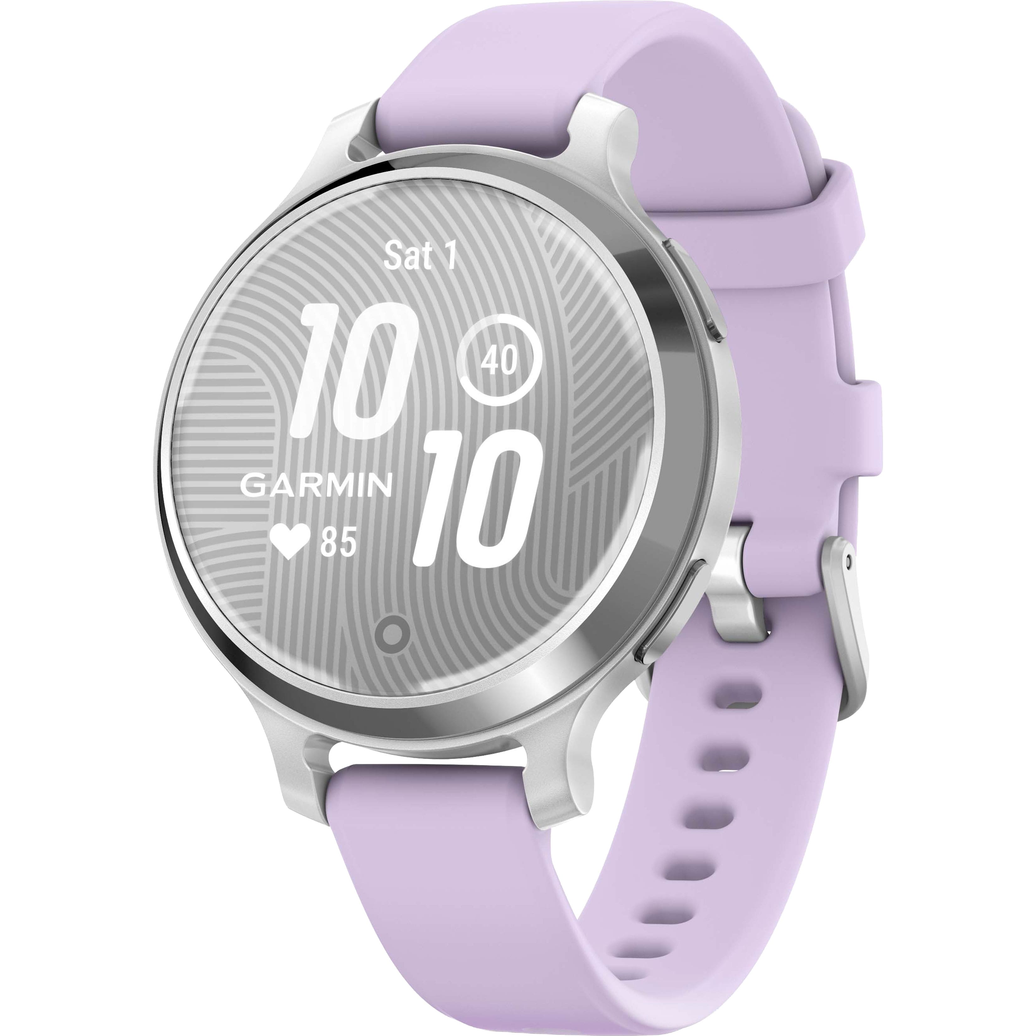 Garmin - Lily 2 Active GPS Smartwatch 33 mm Anodized Aluminum - Silver with Purple Jasmine Silicone Band - (2024) product im…