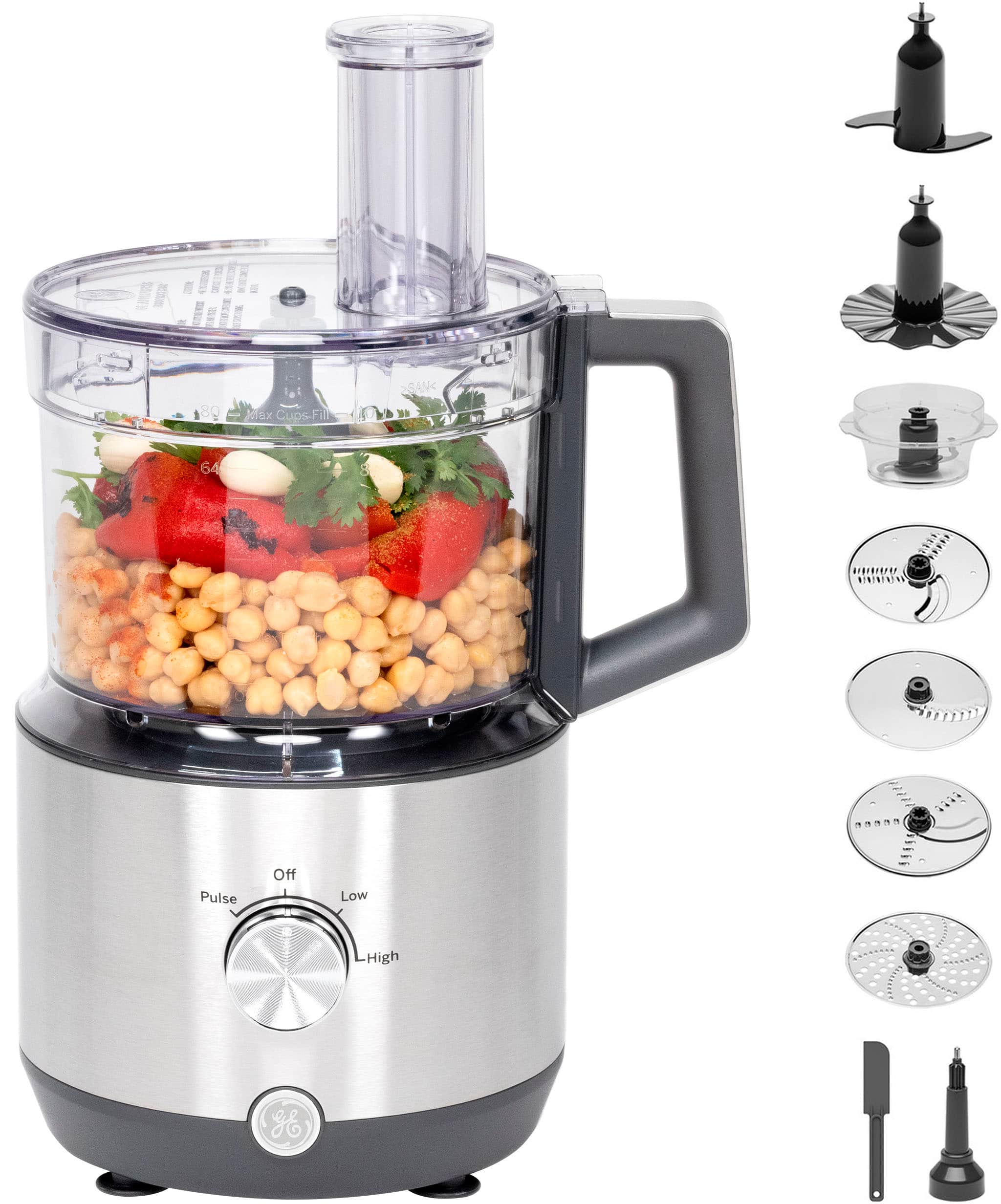 GE - 12-Cup Food Processor with Accessories - Stainless Steel product image