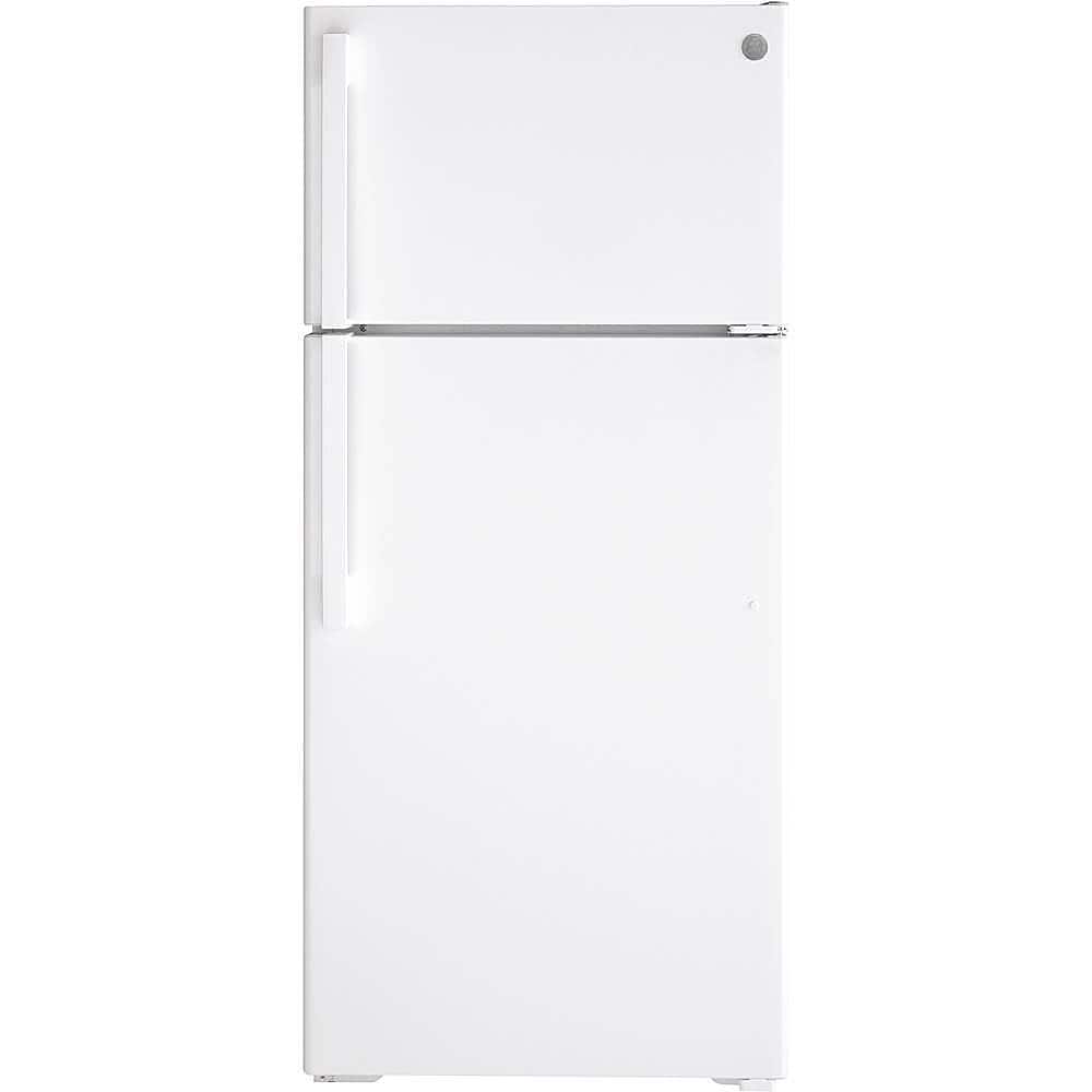 GE - 16.6 Cu. Ft. Top-Freezer Refrigerator with Edge-to-Edge Glass Shelves - White product image