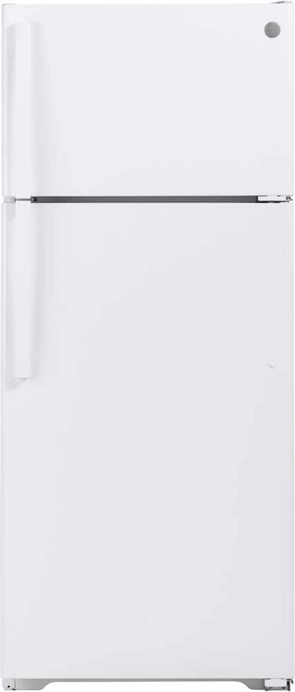 GE - 17.5 Cu. Ft. Top-Freezer Refrigerator with Edge-to-Edge Glass Shelves - White product image