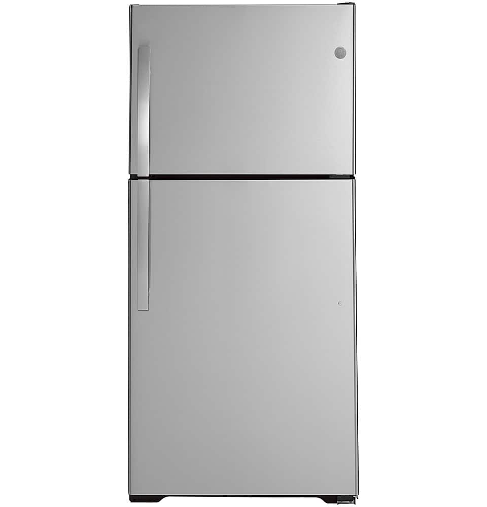 GE - 19.2 Cu. Ft. Top-Freezer Refrigerator with Garage Ready Performance - Stainless Steel product image