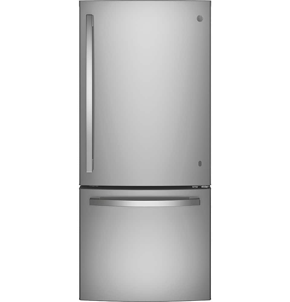 GE - 21.0 Cu. Ft. Bottom-Freezer Refrigerator with LED Interior Lighting - Stainless Steel product image