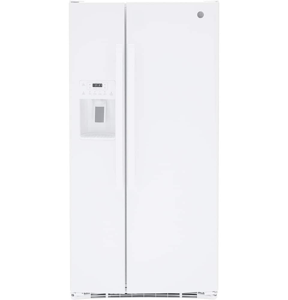 GE - 23.2 Cu. Ft. Side-by-Side Refrigerator with External Ice & Water Dispenser - High Gloss Black product image