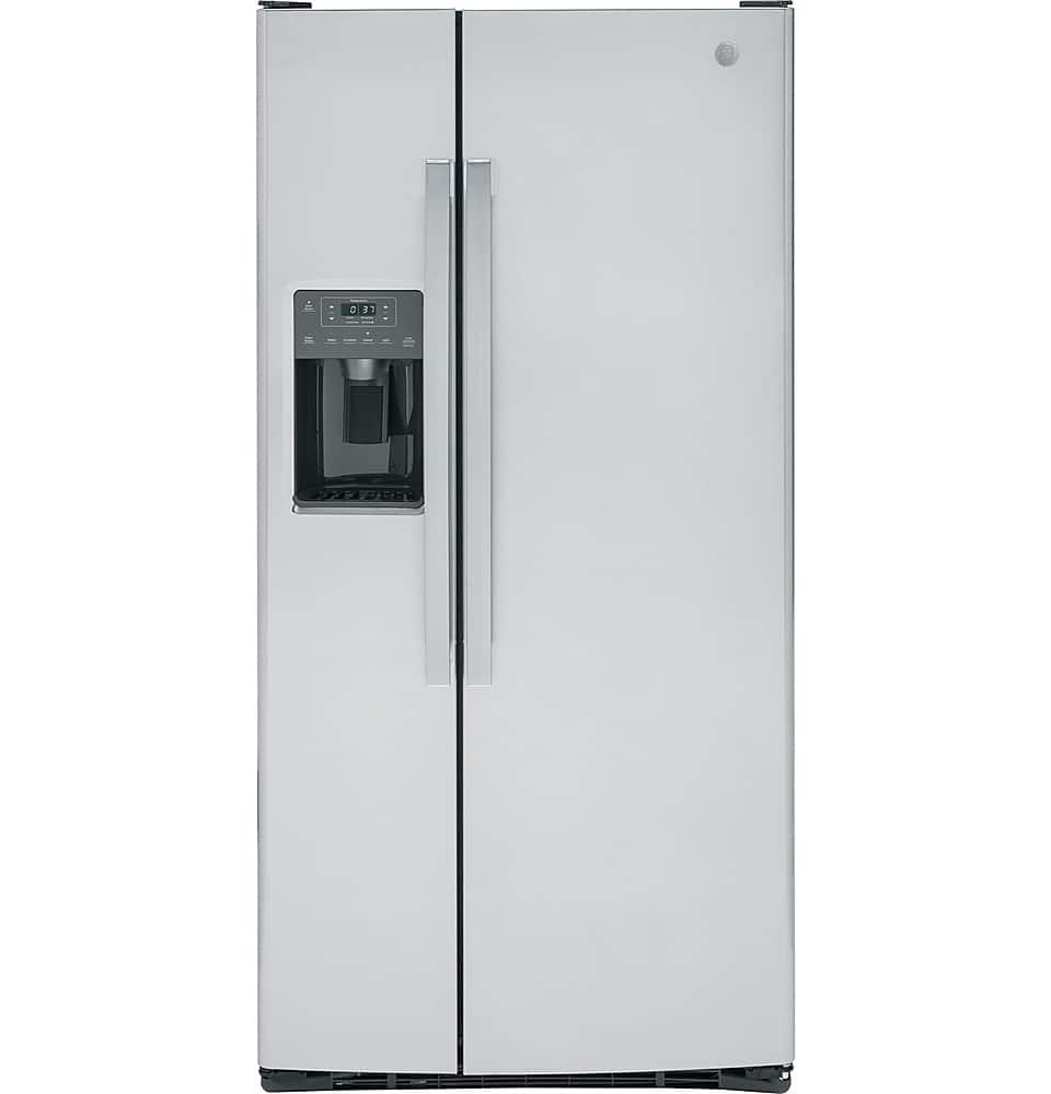 GE - 23.2 Cu. Ft. Side-by-Side Refrigerator with External Ice & Water Dispenser - Stainless Steel product image