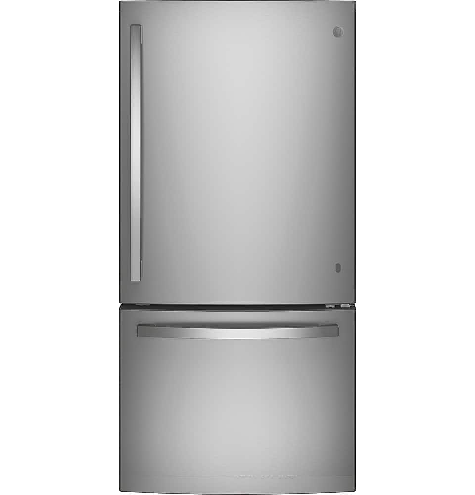 GE - 24.8 Cu. Ft. Bottom-Freezer Refrigerator with Sliding Snack Drawer - Stainless Steel product image