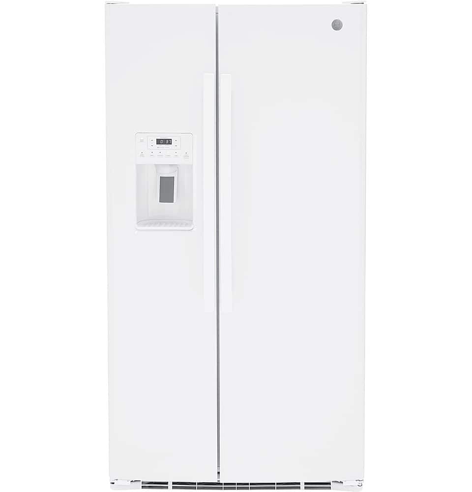 GE - 25.3 Cu. Ft. Side-by-Side Refrigerator with External Ice & Water Dispenser - High Gloss Black product image