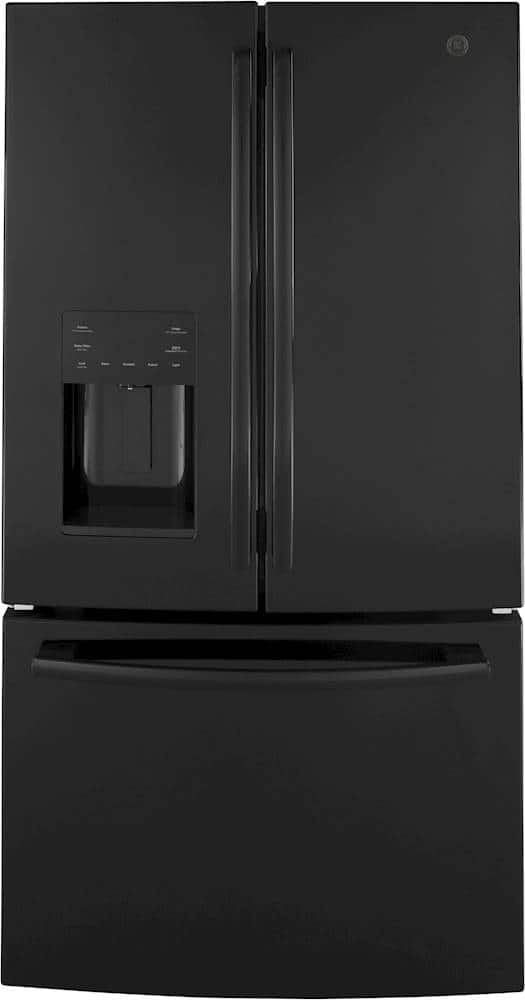GE - 25.6 Cu. Ft. French Door Smart Refrigerator with Space Saving Ice Maker - High Gloss Black product image
