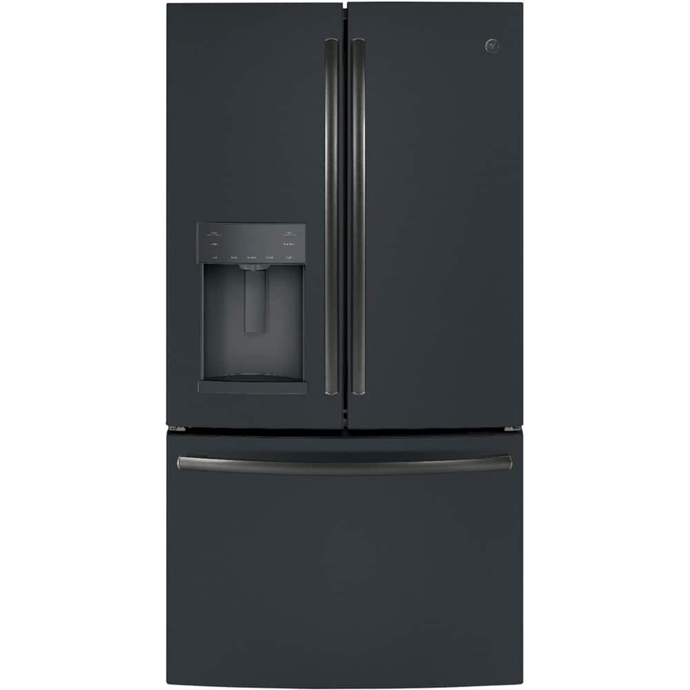 GE - 27.7 Cu. Ft. French Door Refrigerator with External Ice & Water Dispenser - Black Slate product image