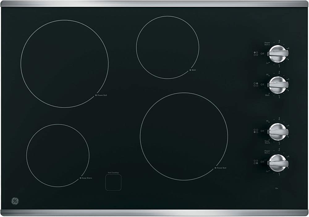 GE - 30" Built-In Electric Cooktop - Stainless Steel on Black product image