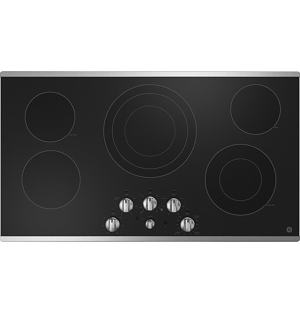 GE - 36" Electric Built In Cooktop - Stainless Steel on Black product image