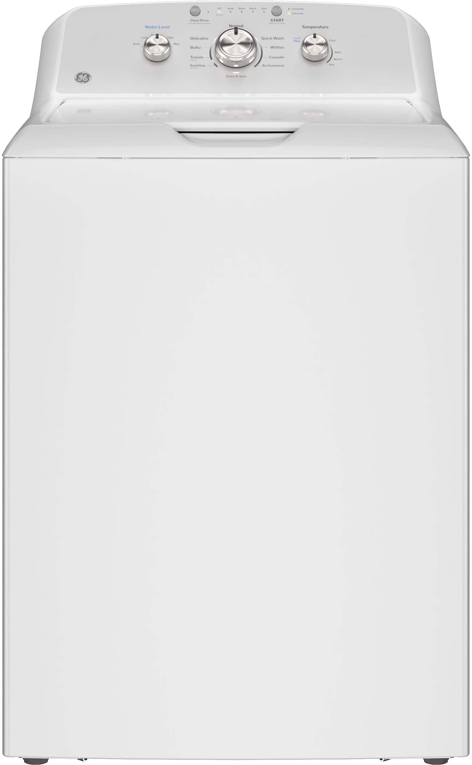 GE - 4.3 Cu. Ft. High-Efficiency Top Load Washer with Cold Plus - White with Silver Matte product image