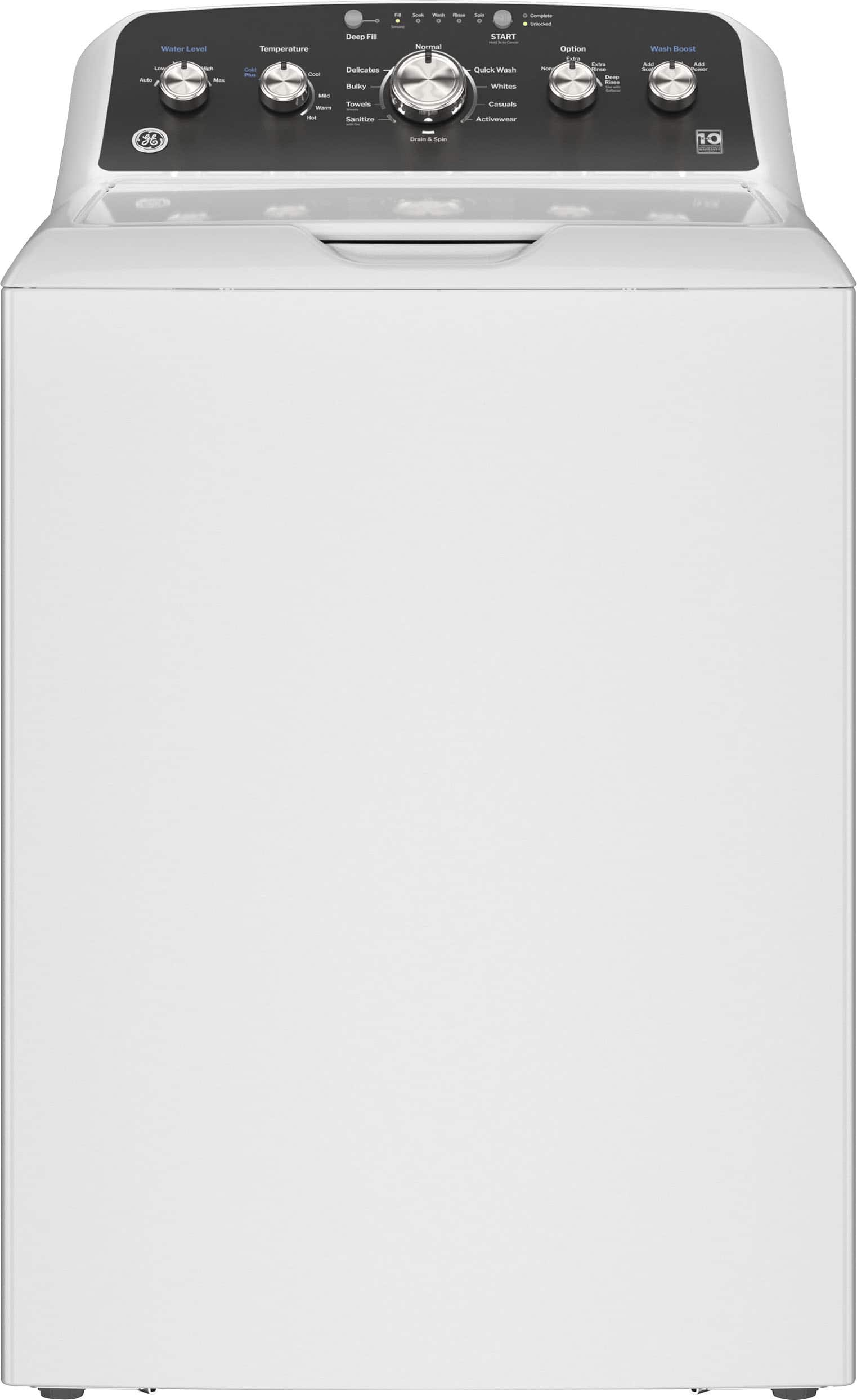 GE - 4.5 Cu. Ft. High-Efficiency Top Load Washer with Deep Fill and Cold Plus - White with Matte Black product image