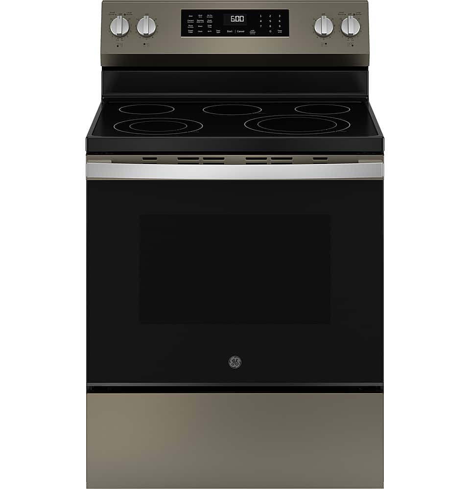 GE - 5.3 Cu. Ft. Freestanding Electric Convection Range with Steam Cleaning and EasyWash Tray - Slate product image