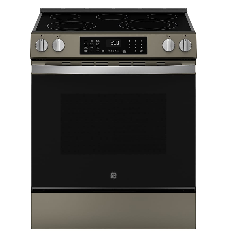 GE - 5.3 Cu. Ft. Slide-In Electric Convection Range with Steam Cleaning and EasyWash Oven Tray - Black Slate product image