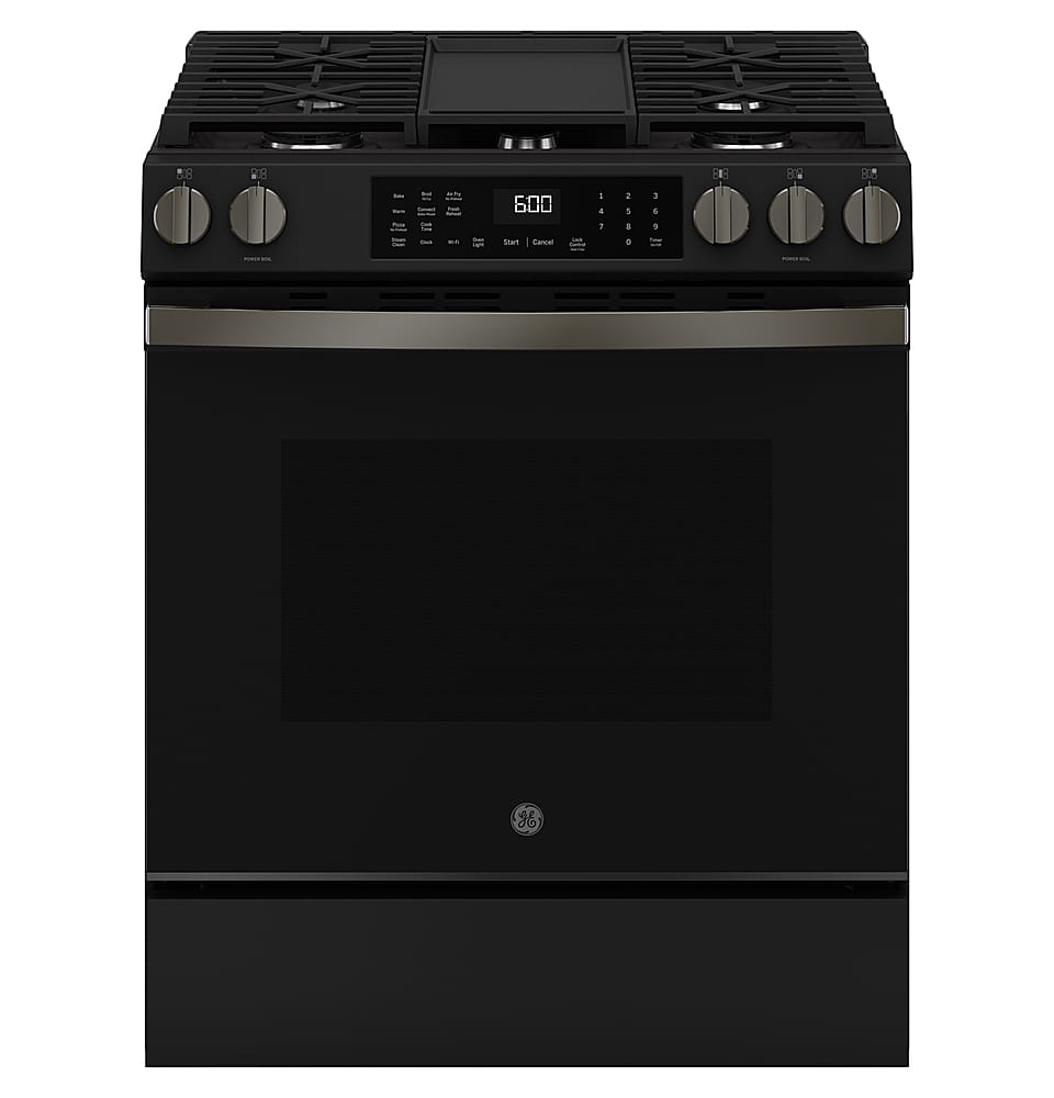 GE - 5.3 Cu. Ft. Slide-In Gas Convection Range with Steam Cleaning and EasyWash Tray - Black Slate product image