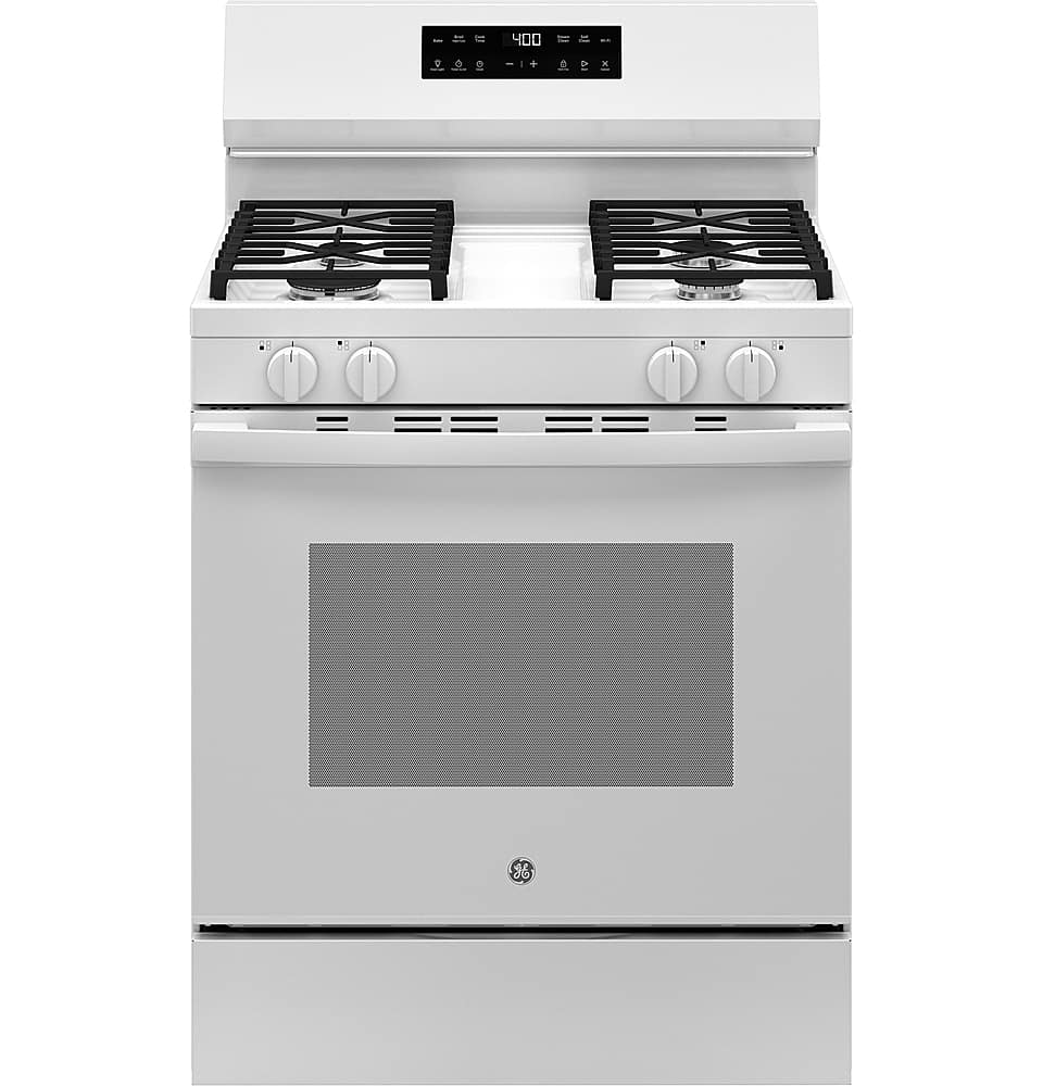 GE - 5.3 Cu.Ft. Freestanding Gas Range with Self-Clean and Steam Cleaning Option and Built-In Wi-Fi - Black product image