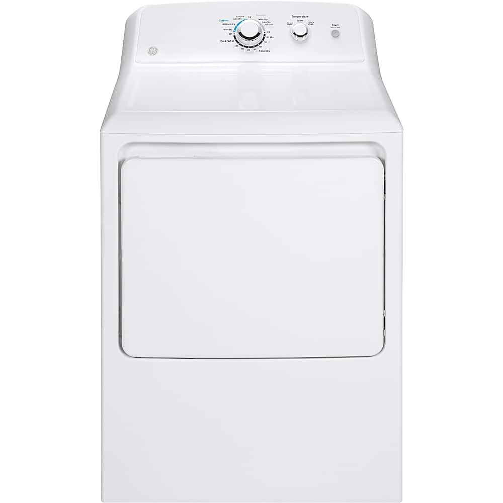 GE - 6.2 Cu. Ft. Electric Dryer with Shallow Depth Flat Back Design - White product image