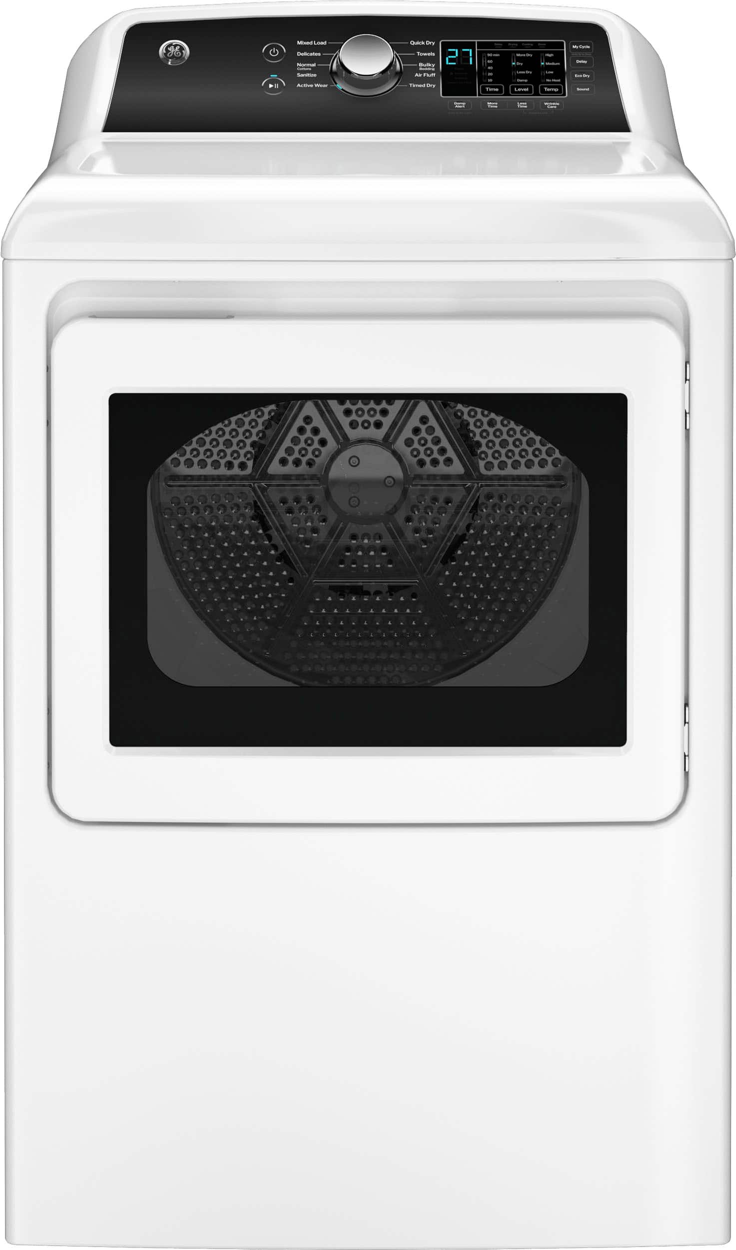 GE - 7.4 Cu. Ft. Front Load Electric Dryer with Sensor Dry - White with Matte Black product image