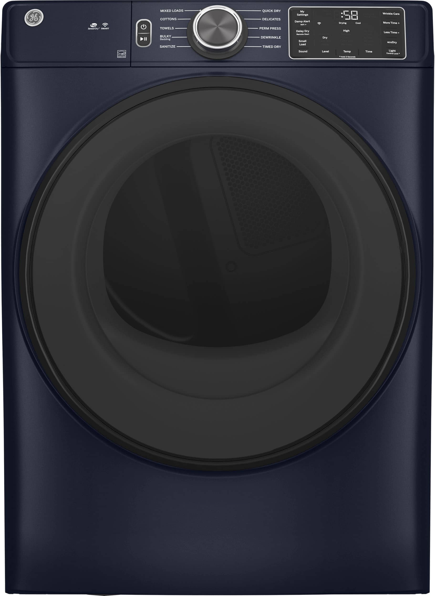 GE - 7.6 Cu. Ft. Stackable Smart Gas Dryer with Sanitize Cycle - Sapphire Blue product image