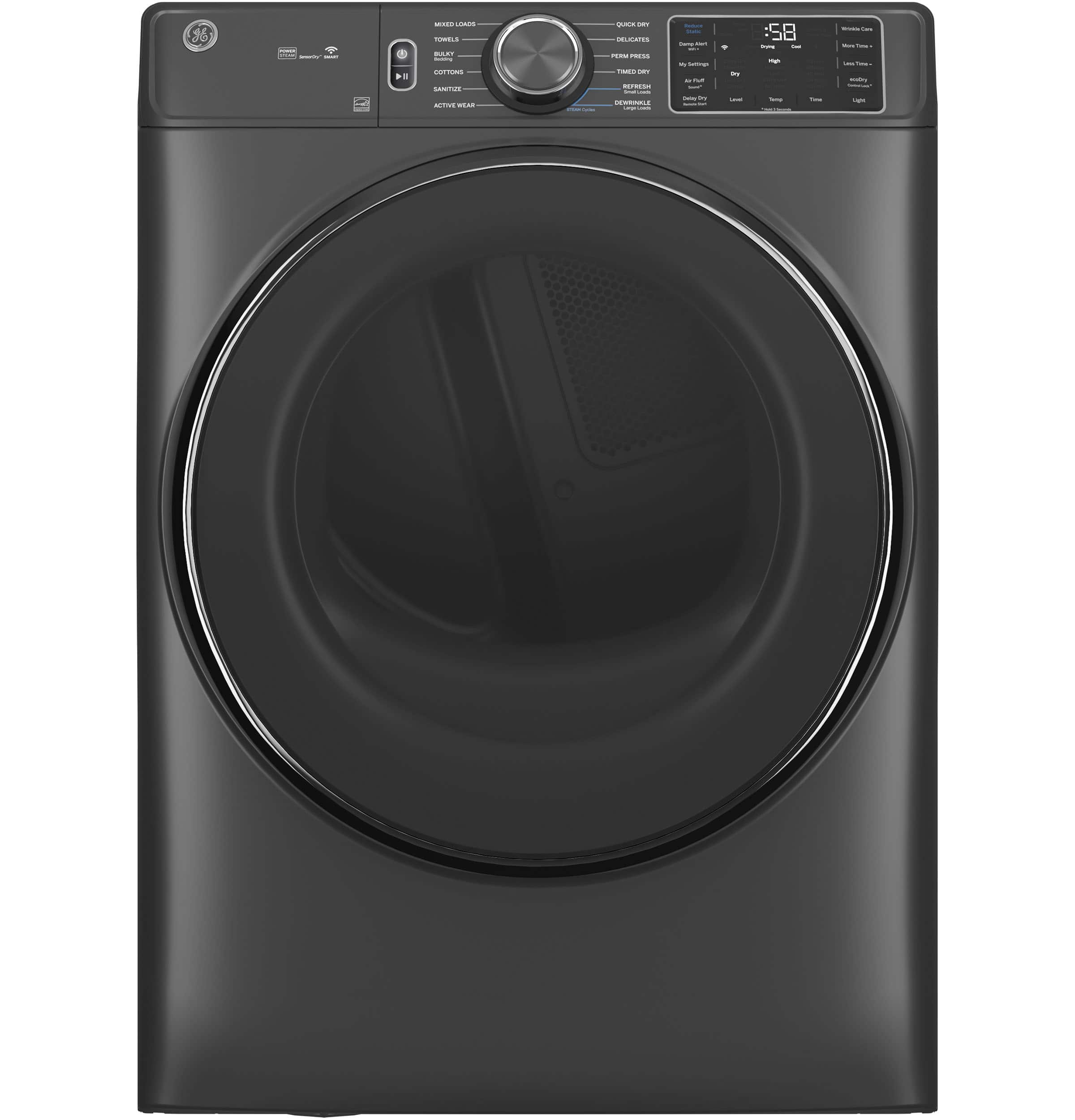 GE - 7.8 Cu. Ft. Stackable Smart Electric Dryer with Steam - Carbon Graphite product image