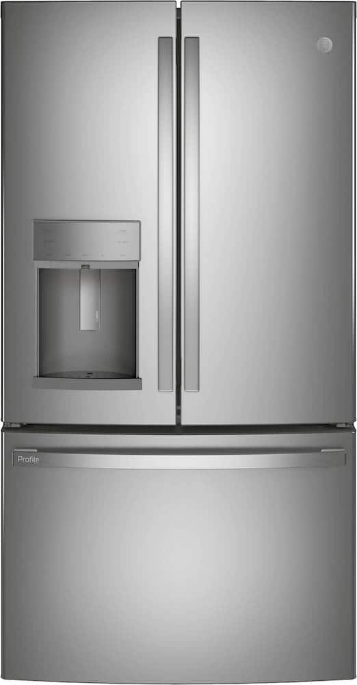 GE Profile - 22.1 Cu. Ft. French Door Counter-Depth Refrigerator with Hands-Free AutoFill - Black Stainless Steel product im…
