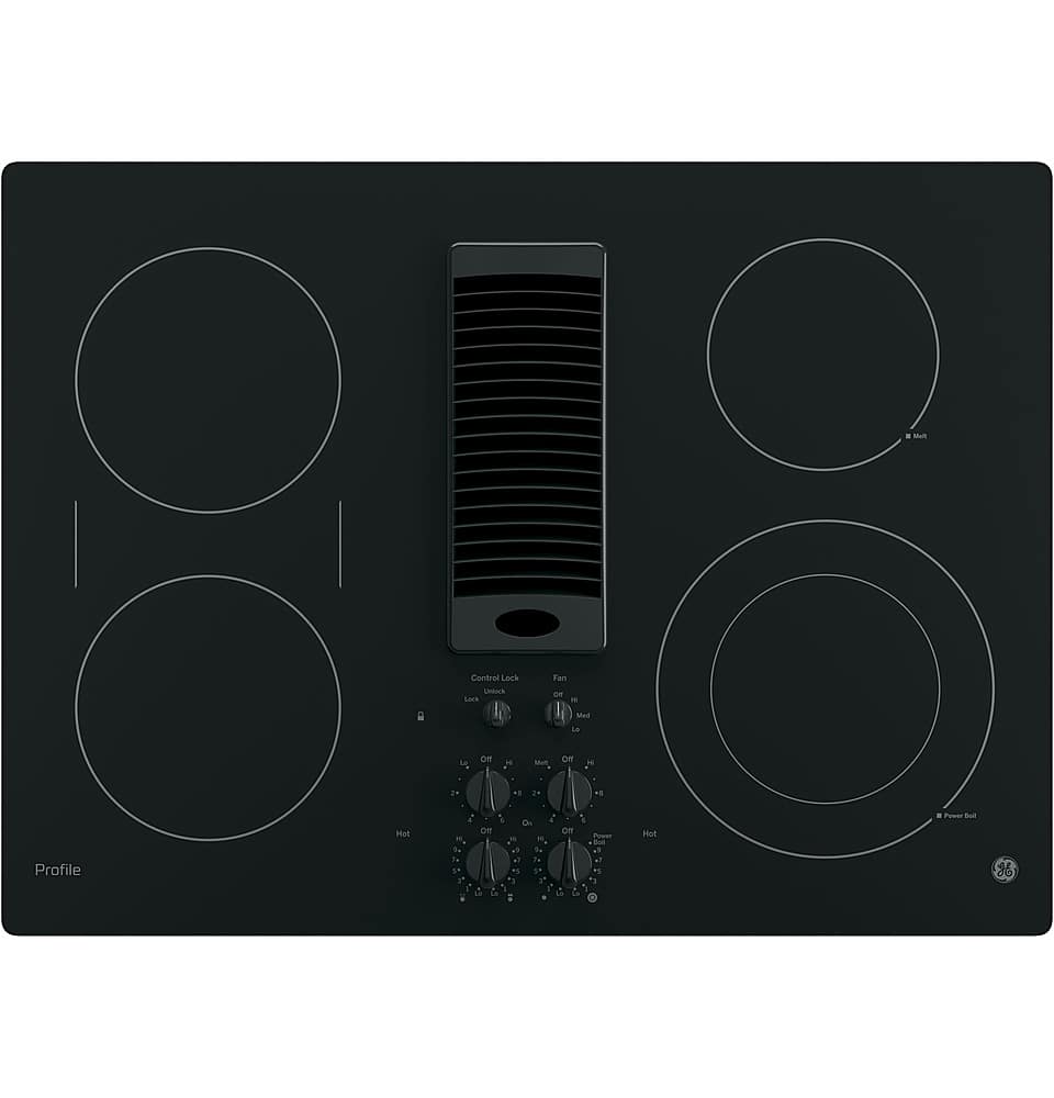 GE Profile - 30" Built-In Downdraft Electric Cooktop with 4 Burners - Black product image