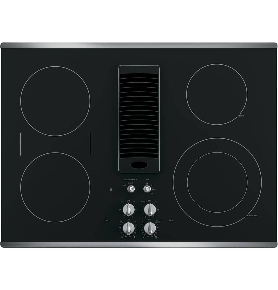 GE Profile - 30" Built-In Downdraft Electric Cooktop with 4 Burners - Stainless Steel product image