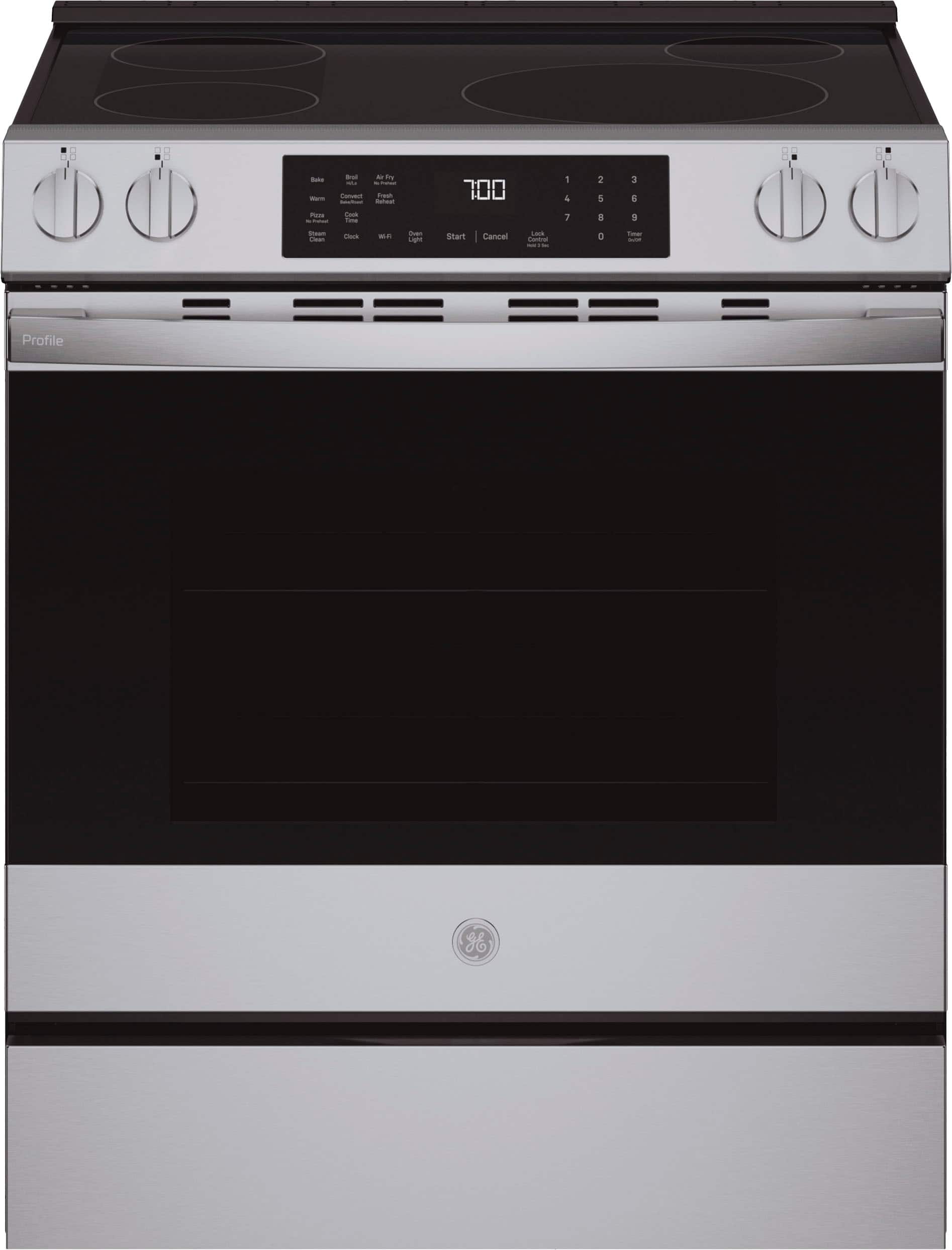 GE Profile - 5.3 Cu. Ft. Slide-In Electric Induction Convection Range with No Preheat Air fry and EasyWash Oven Tray Cleanin…