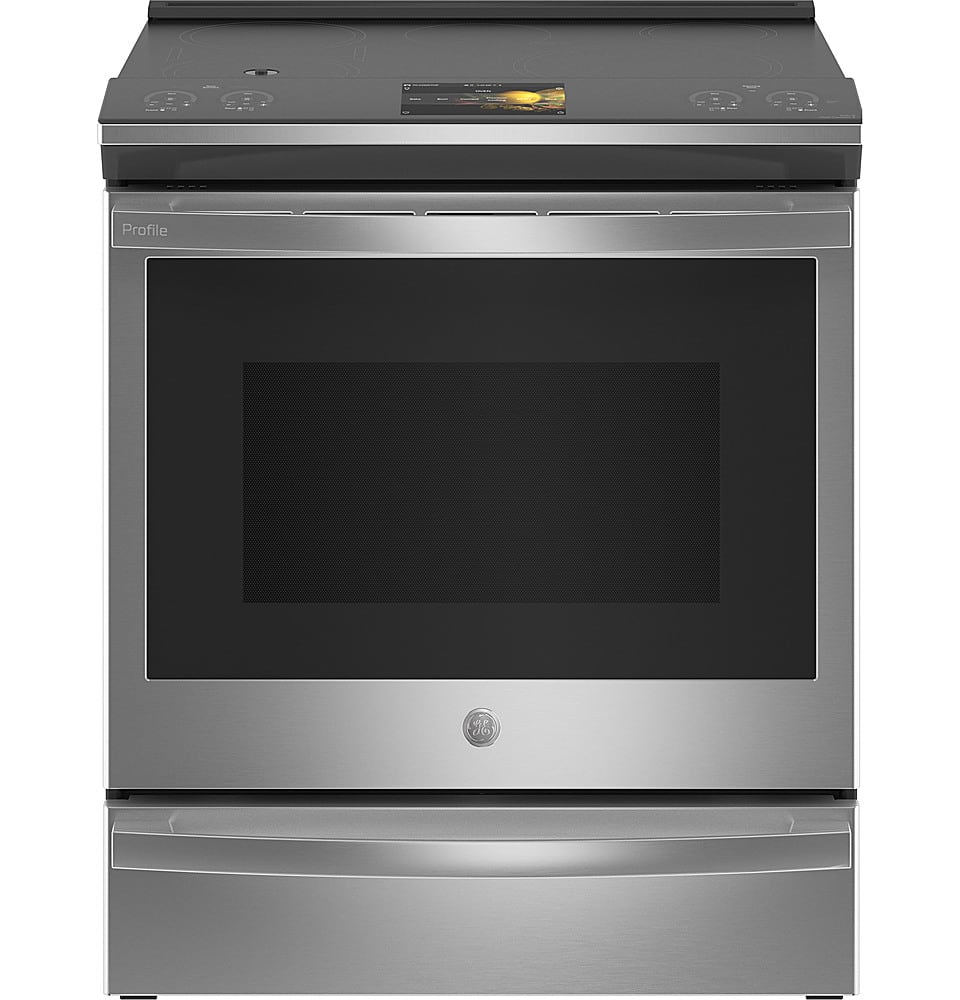 GE Profile - 5.3 Cu. Ft. Slide-In Electric Induction True Convection Range with No Preheat Air Fry and Wi-Fi - Stainless Ste…