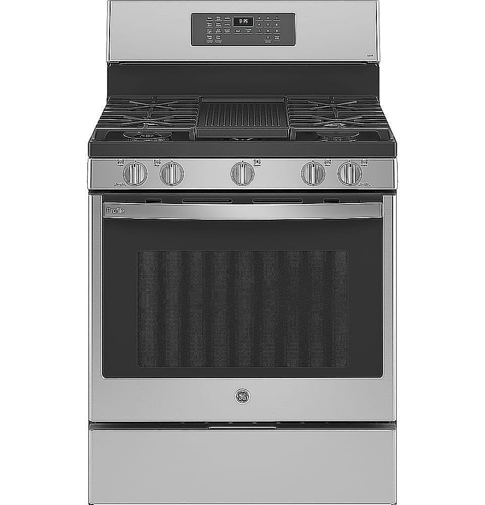 GE Profile - 5.6 Cu. Ft. Freestanding Smart Gas True Convection Range with Hot Air Fry - Stainless Steel product image