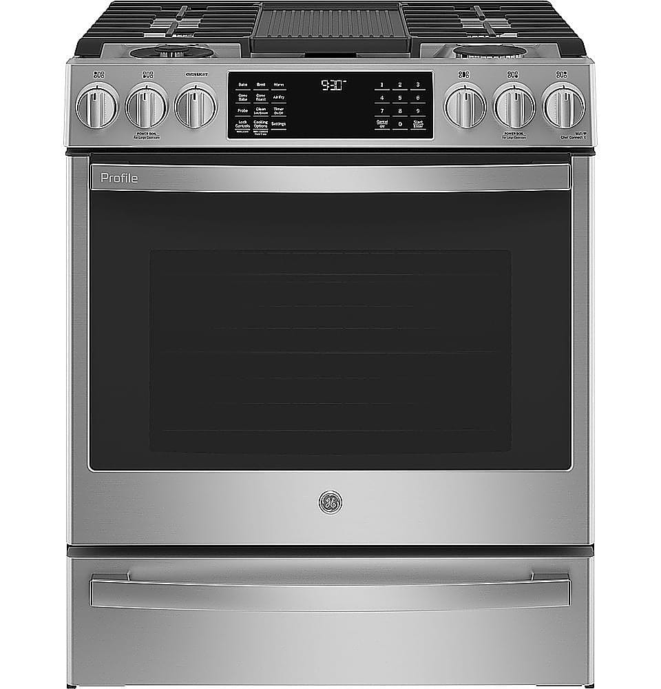 GE Profile - 5.7 Cu. Ft. Slide-In Dual Fuel True Convection Range with No Preheat Air Fry and Wi-Fi - Stainless Steel produc…