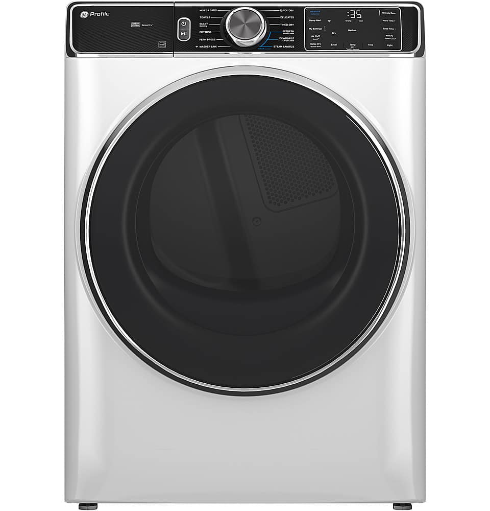 GE Profile - 7.8 Cu. Ft. Stackable Smart Gas Dryer with Steam and Washer Link - White product image