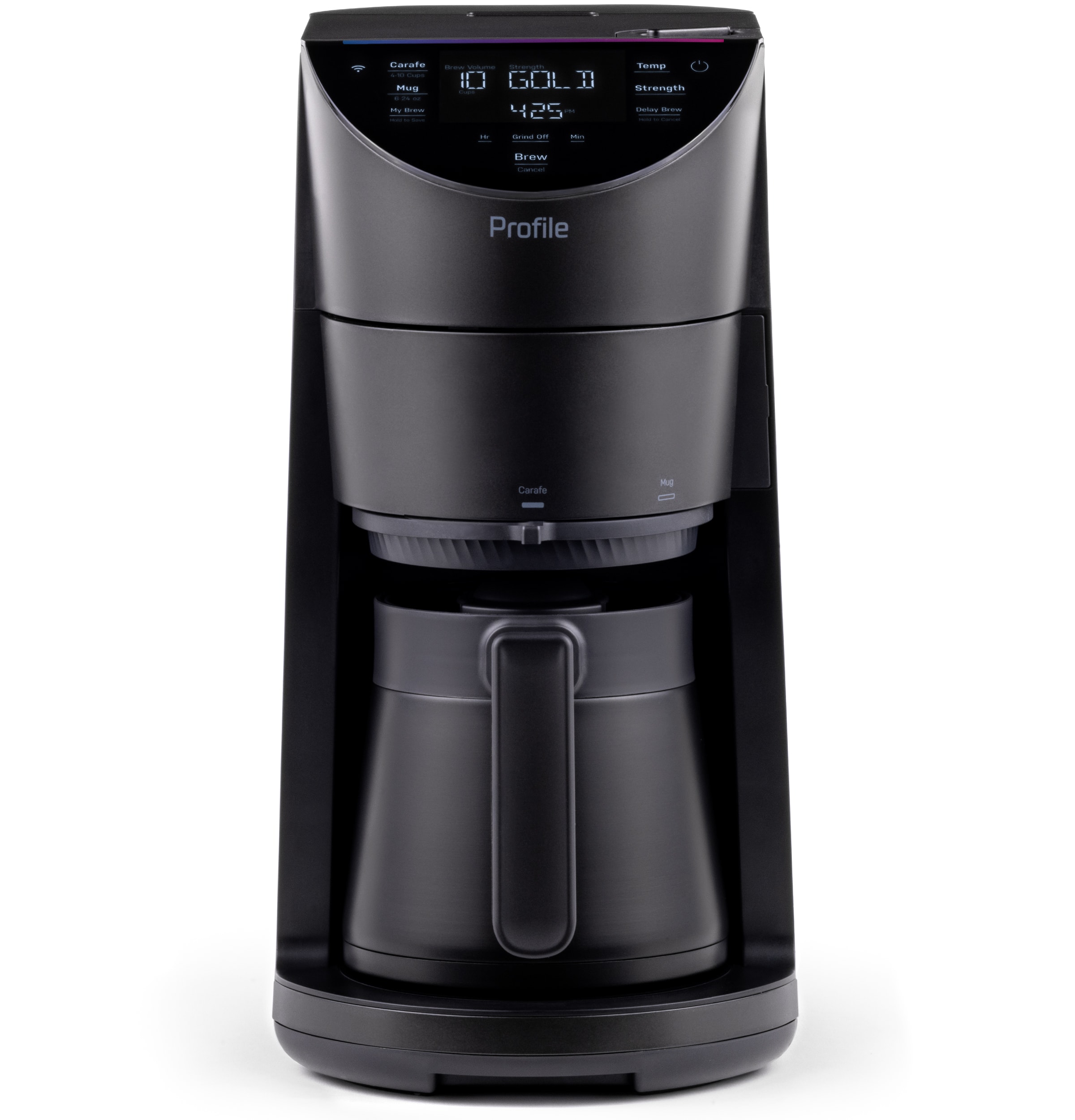 GE Profile - Grind and Brew 10-Cup and Single Serve Brewer with 6 Option Adjustable Burr Grinder - Carbon Black product image