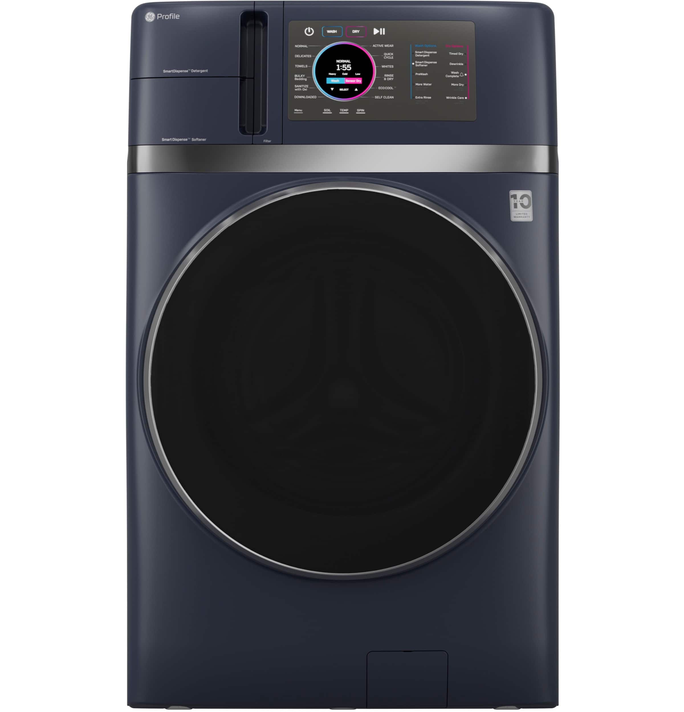 GE Profile - UltraFast 4.8 Cu. Ft. High-Efficiency Smart Front Load Washer and Electric Dryer Combo with Ventless Heat Pump…