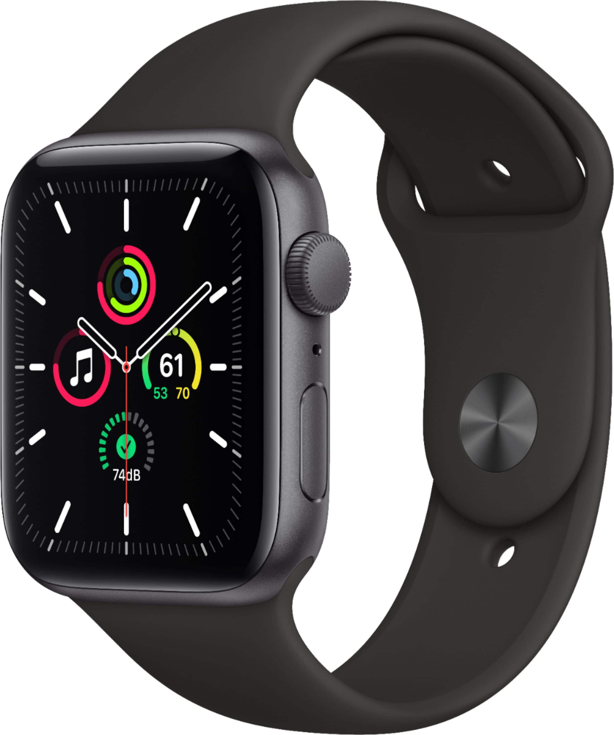 Geek Squad Certified Refurbished Apple Watch SE (GPS) 44mm Aluminum Case with Black Sport Band - Space Gray - (2020) product…