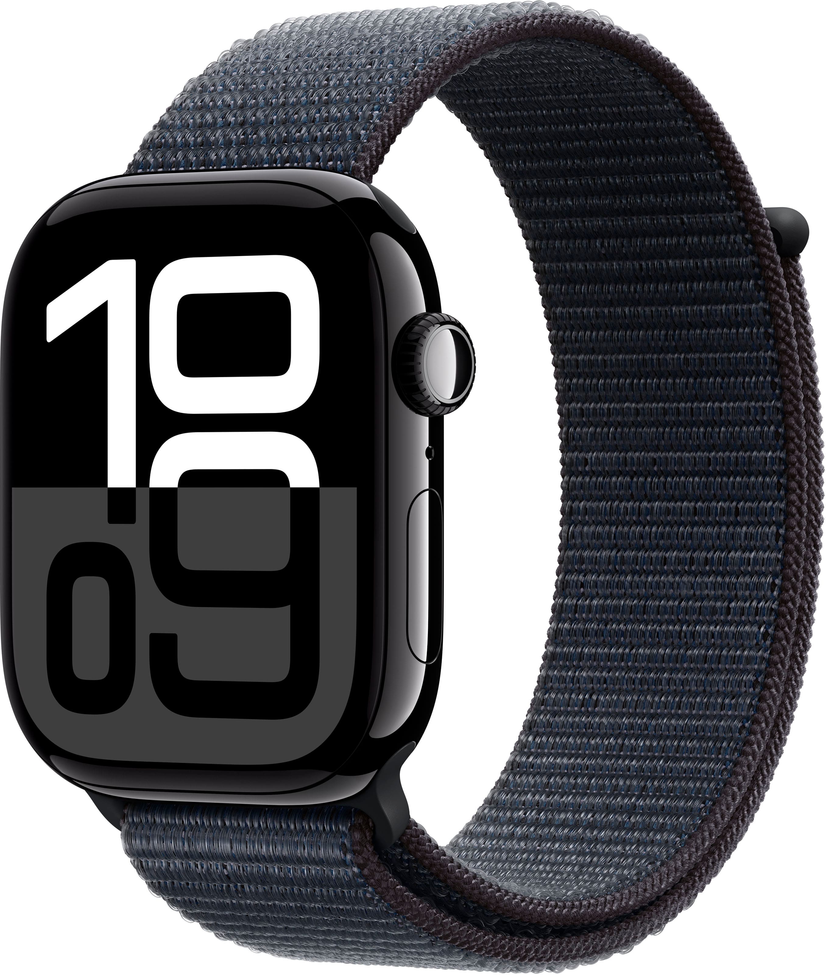 Geek Squad Certified Refurbished Apple Watch Series 10 (GPS) 46mm Aluminum Case with Black Sport Band - M/L - Jet Black - (2…
