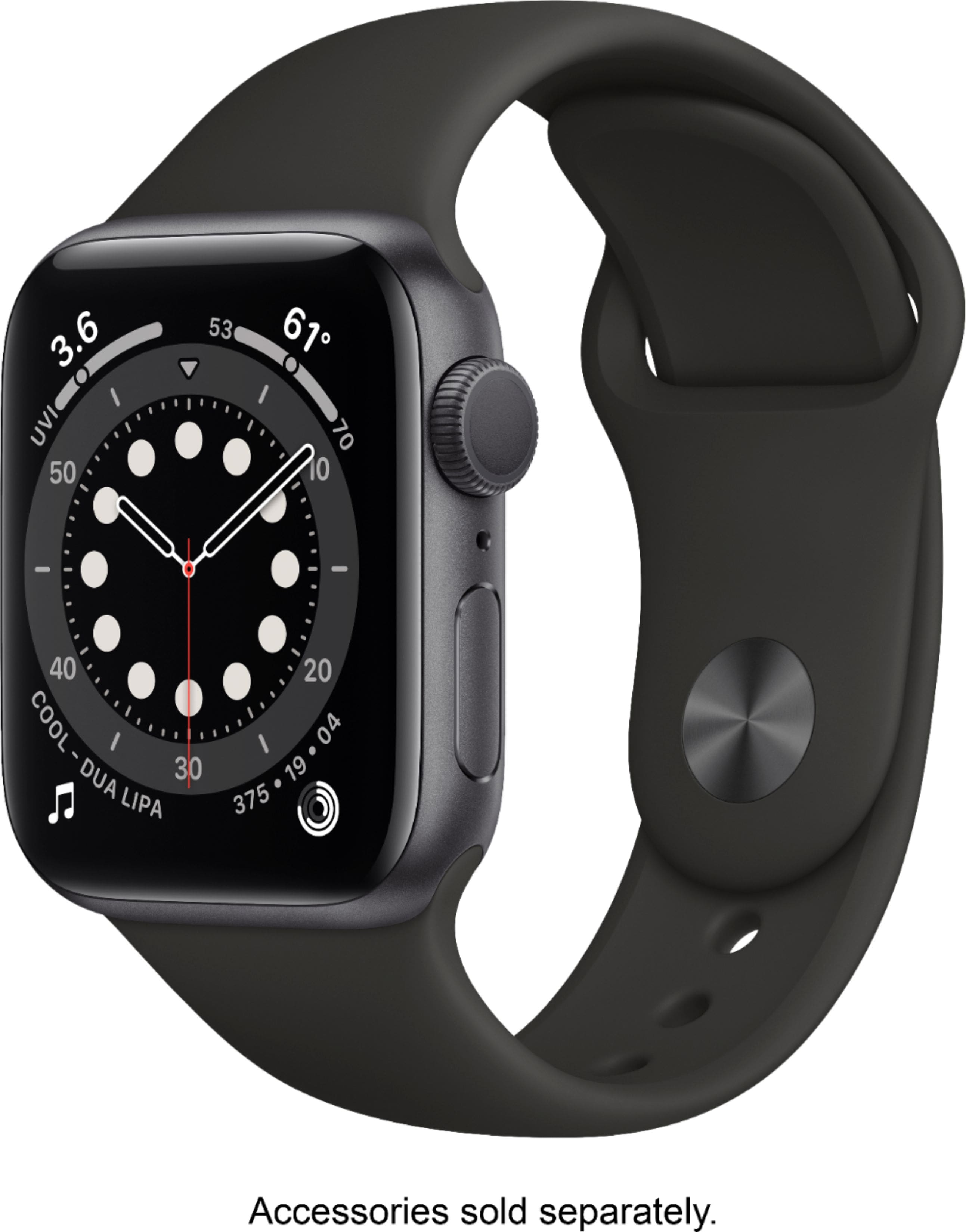 Geek Squad Certified Refurbished Apple Watch Series 6 (GPS) 40mm Aluminum Case with Black Sport Band - Space Gray - (2020) p…
